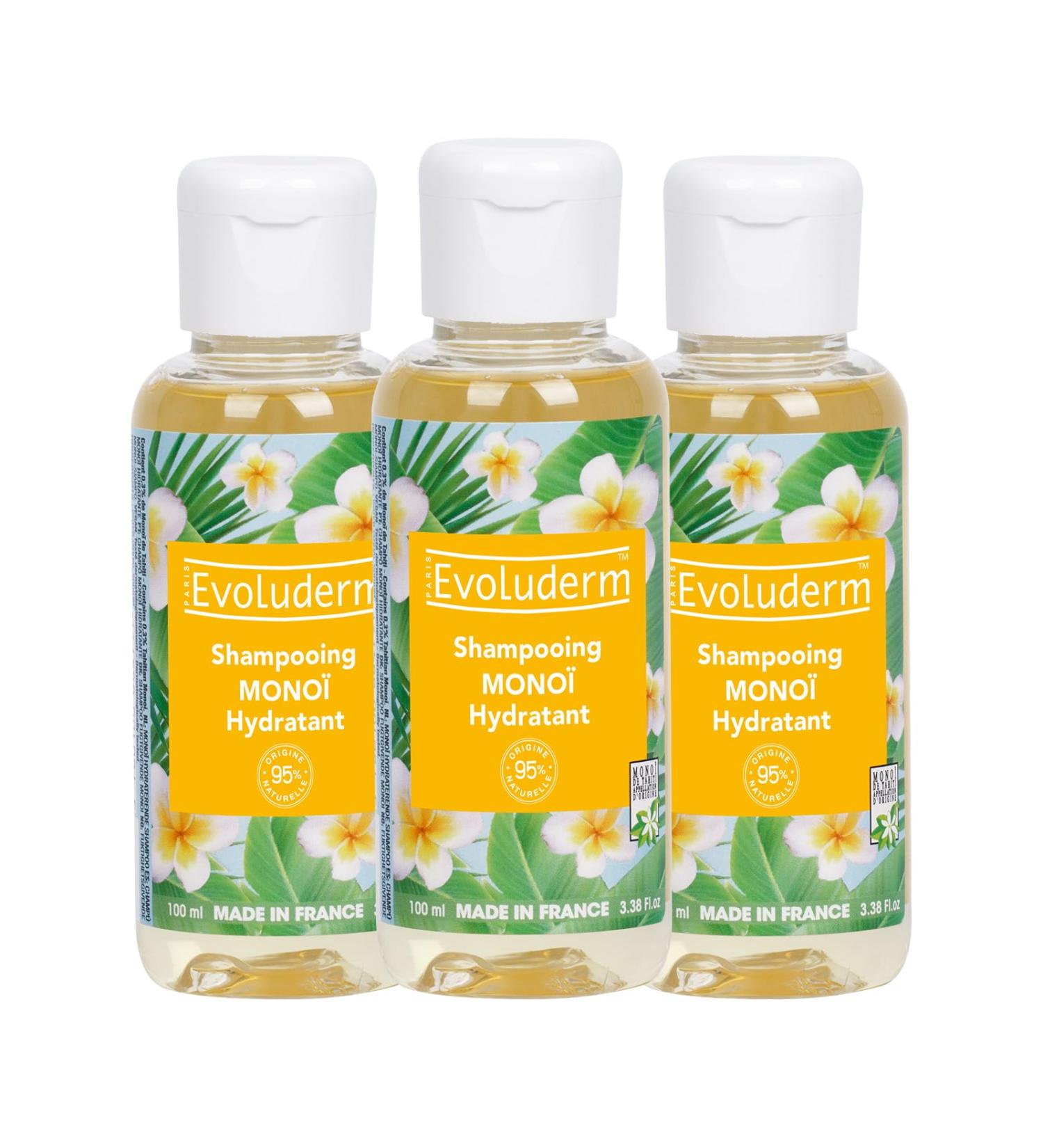 EVOLUDERM - Moisturizing Shampoo - Mono la Folie - 95% Natural Ingredients (100 ml) - Pack of 3 x 100 ml - Buy Online on GoSupps.com