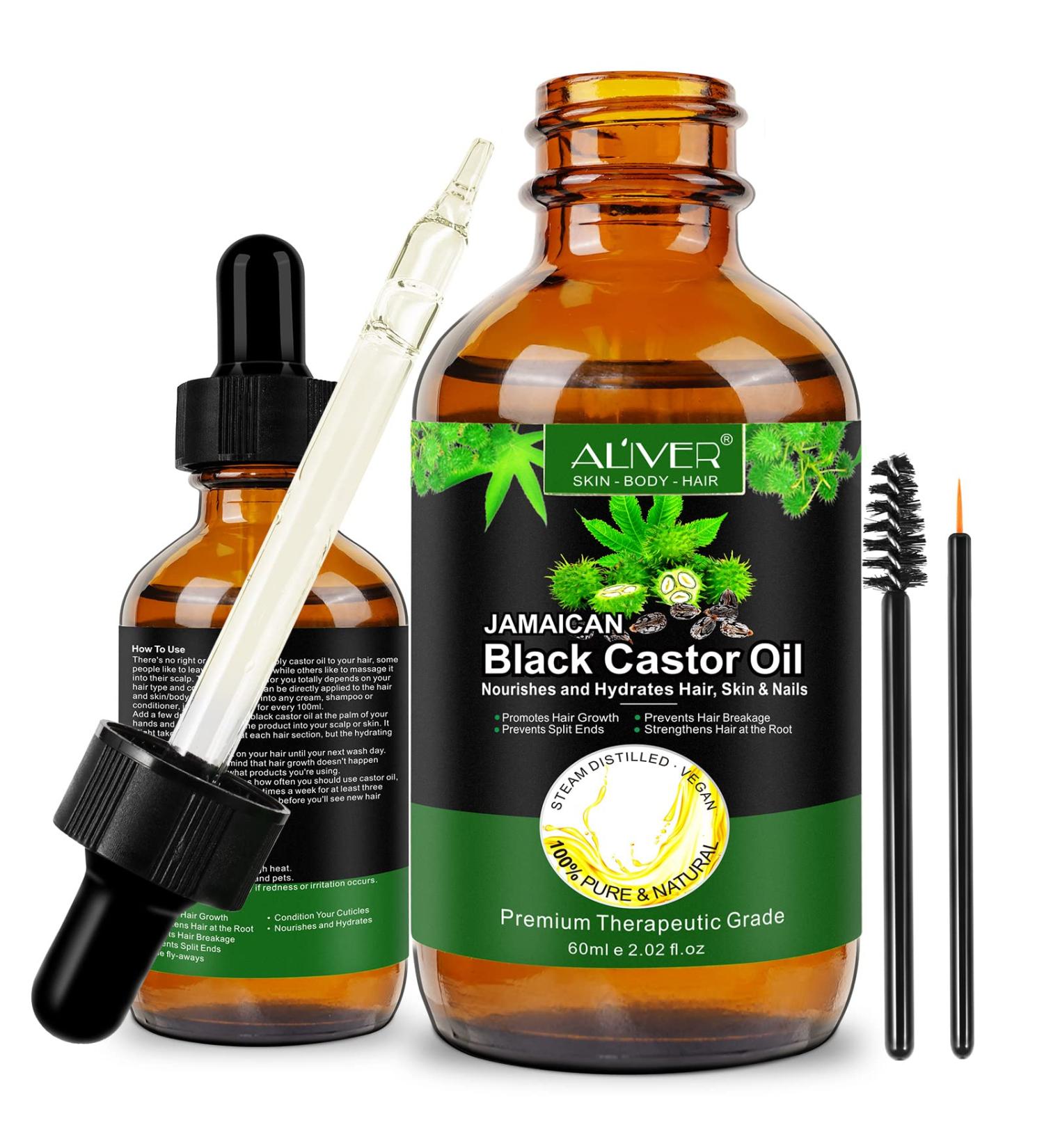Organic Black Castor Oil for Hair & Eyelash Growth (2.02 fl oz) | Nourishing Treatment for Hair Loss, Thinning Hair, Skin & Nails - Buy Online on GoSupps.com
