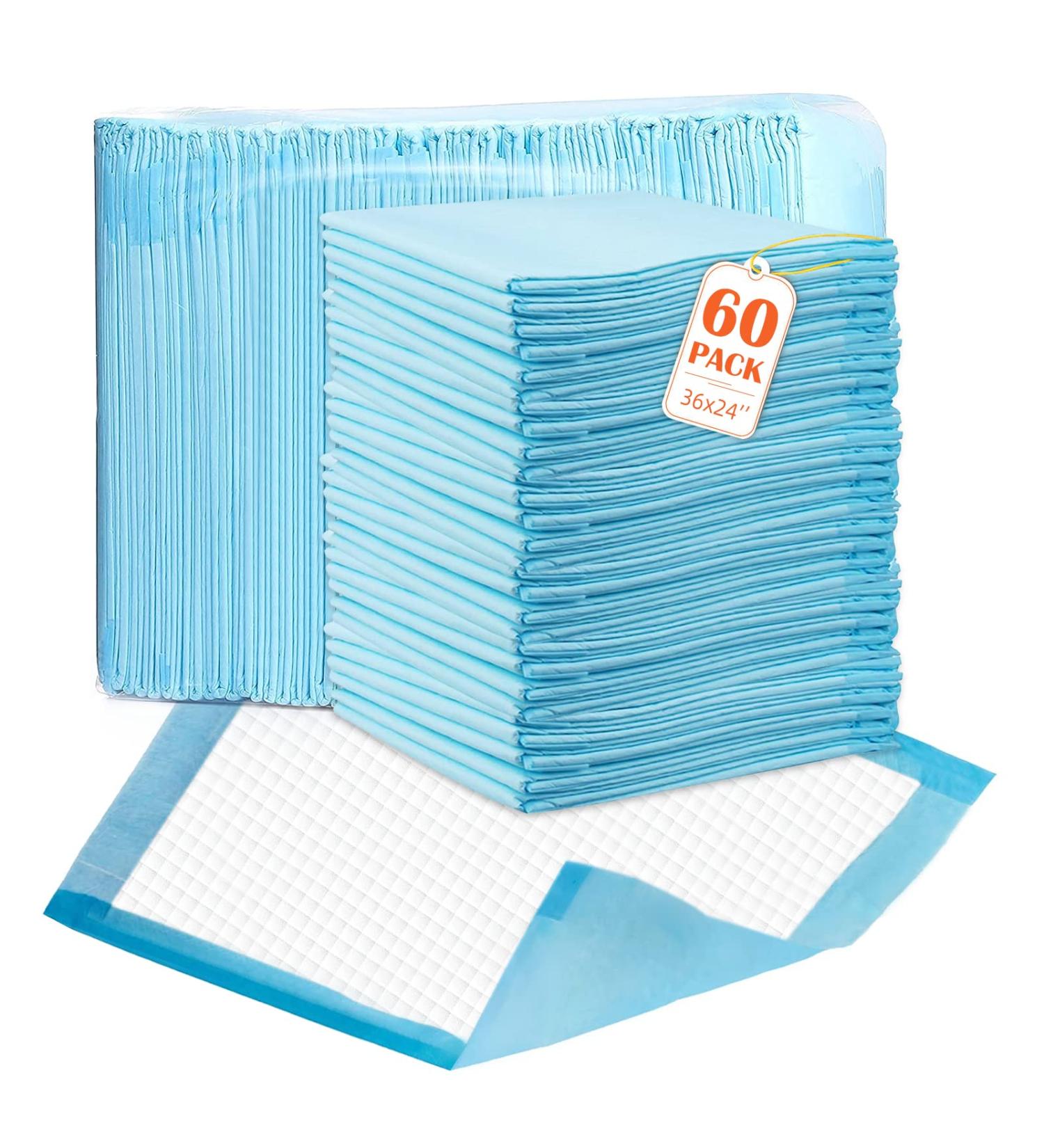 Ultra Absorbent Disposable Bed Pads for Incontinence - 60 Count 24x36 Inch Chucks Pads - Heavy Duty Adult Diaper Changing Pads - Bulk Pack of 60 - Buy Online on GoSupps.com