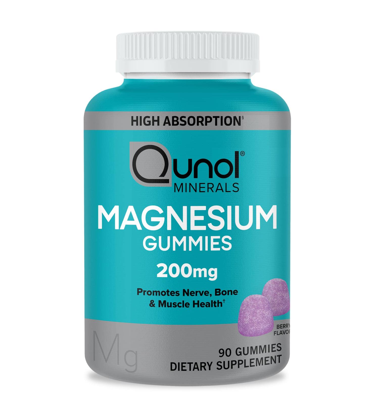 Qunol 200mg Magnesium Citrate Gummies | High Absorption Supplement for Nerve, Bone & Muscle Health | Vegetarian | 90ct - Buy Online on GoSupps.com