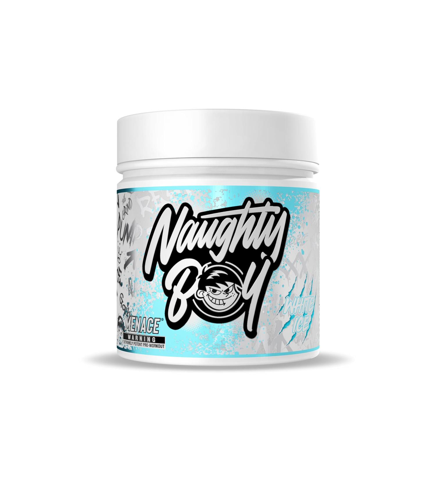 Naughty Boy Menace Pre-Workout Powder - Citrulline, Beta Alanine, High Caffeine Energy for Men & Women - 420g/30 Servings (White Ice) - Buy Online on GoSupps.com