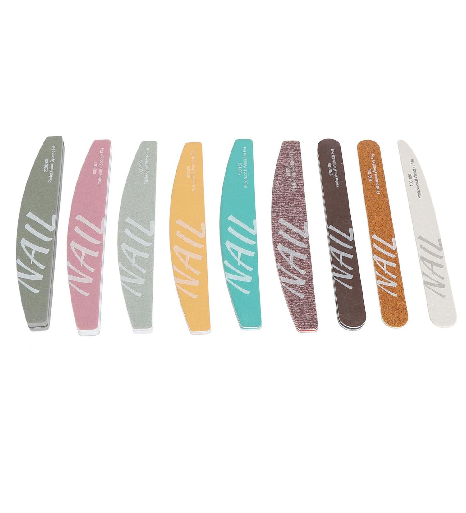 Nail File Set Professional 9 Piece Different Shape Reusable Nail File for Gel Nails - Buy Online on GoSupps.com