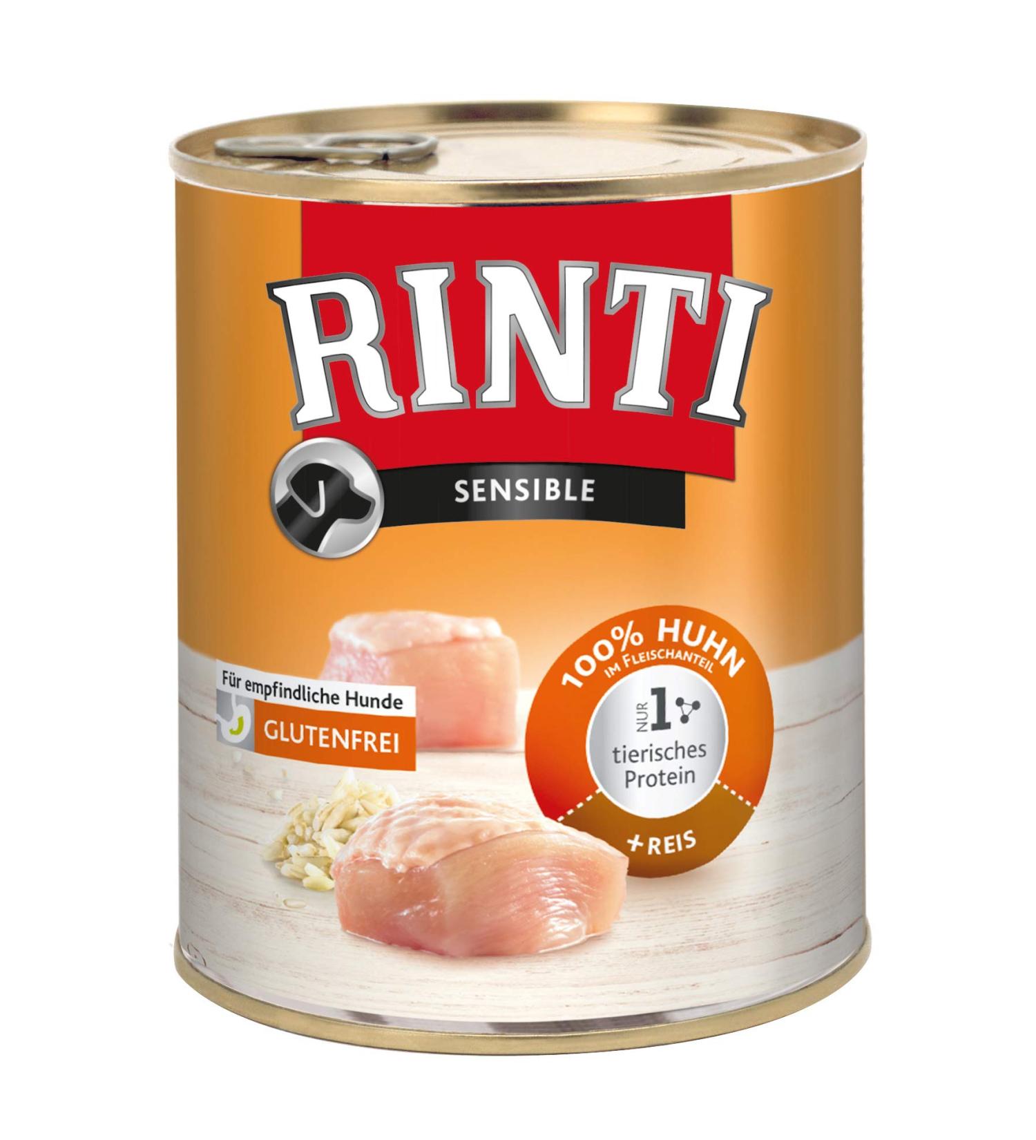 Rinti Dog Food Sensitive Chicken & Rice 800 g Pack of 12 (12 x 800 g) Chicken&Rice 800 g (Pack of 12)