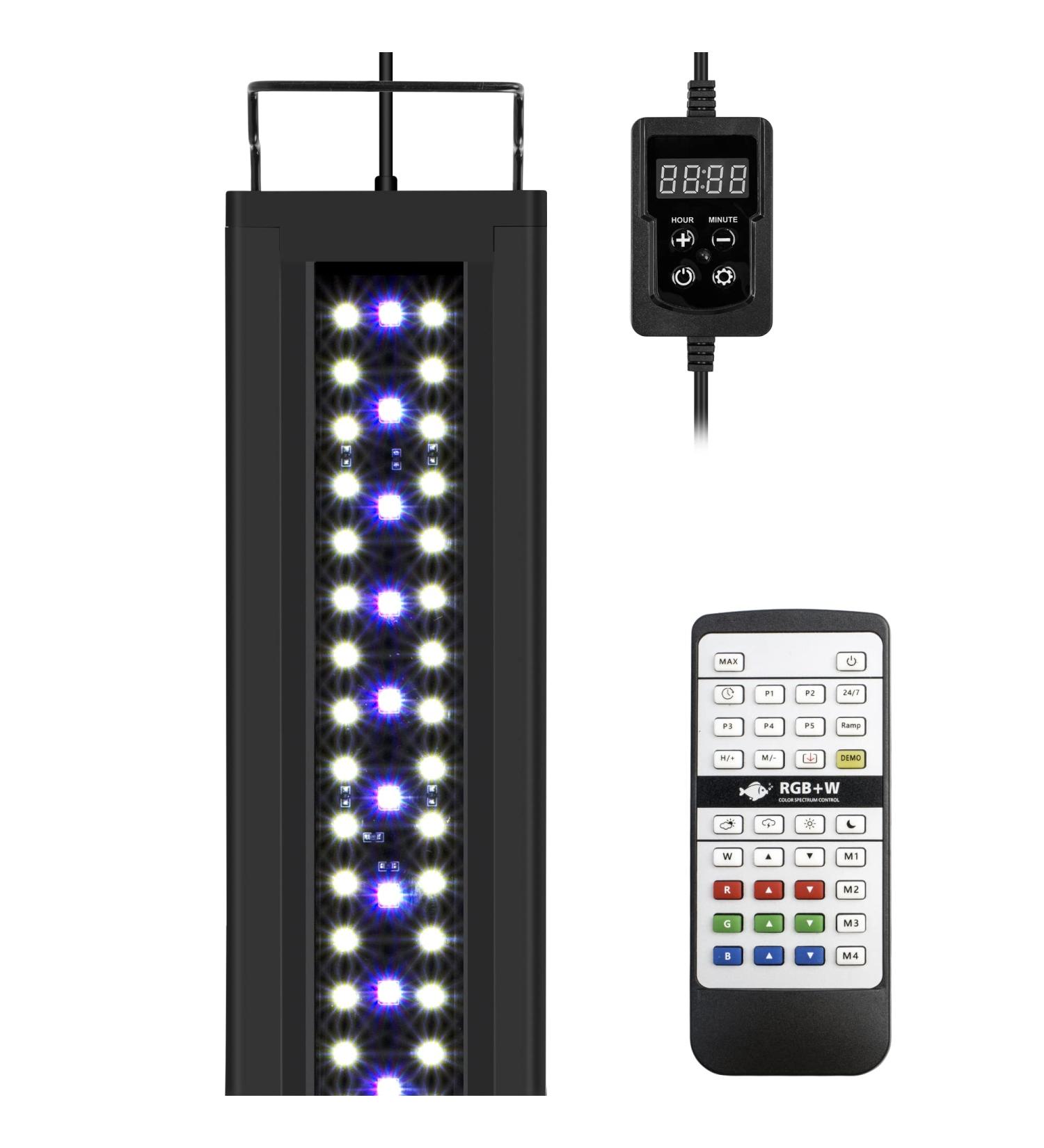 NICREW RGB+W 24/7 LED Aquarium Light | Full Spectrum Planted Fish Tank Light with Remote | 17W, 18-24 Inches - Buy Online on GoSupps.com