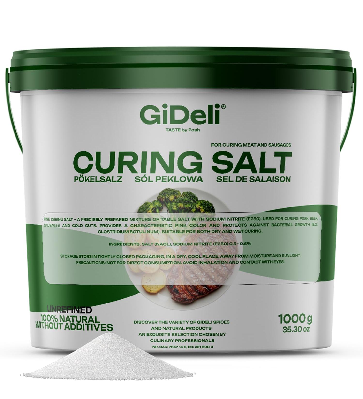  GiDeli GiDeli Nitrite Brine Salt in a 1 kg Bucket for Meat Sausage and Ham Fine Grain Professional Quality P - Buy Online on GoSupps.com