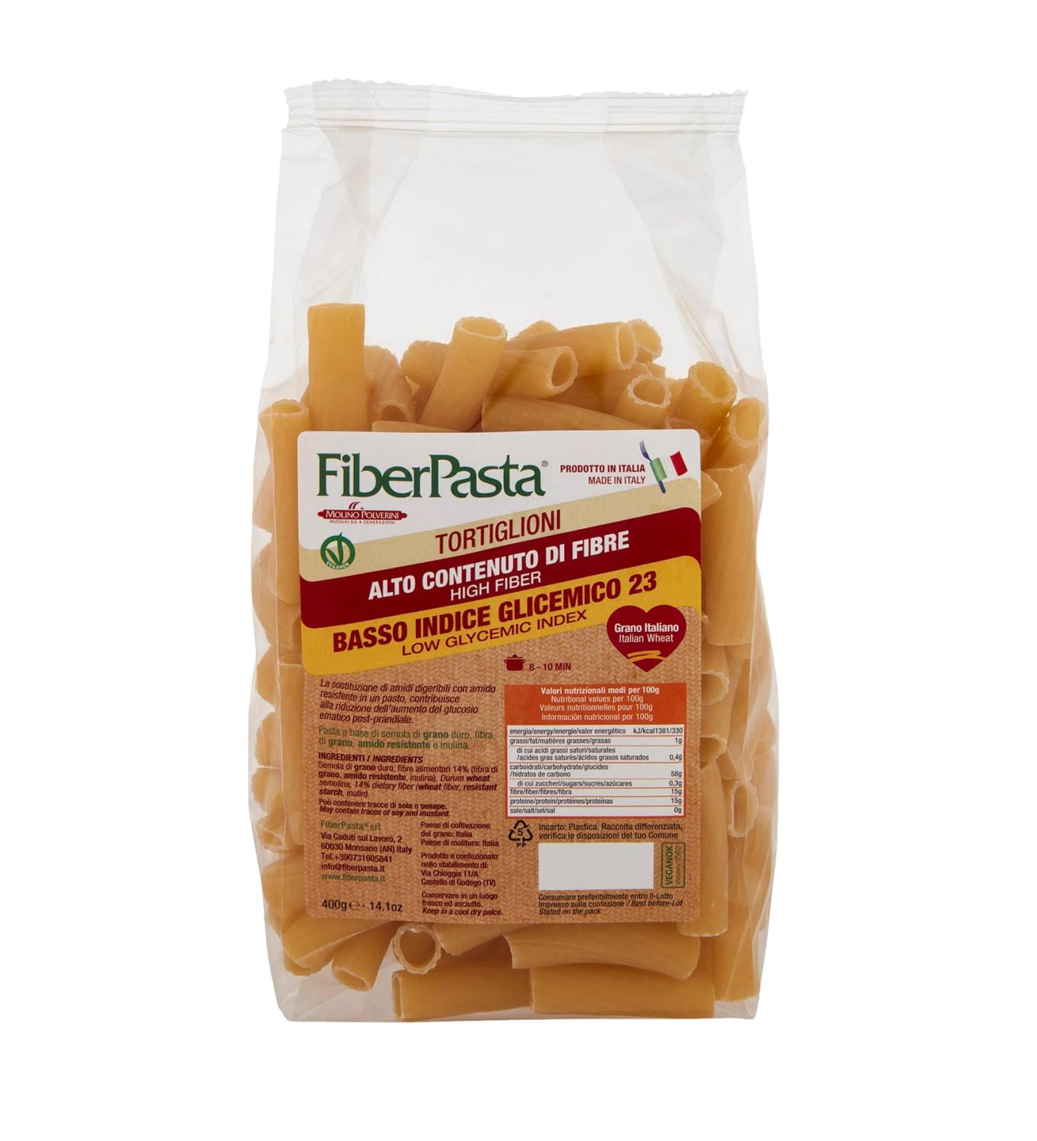 Fiber Pasta Low Glycemic Index Tortiglioni 400g