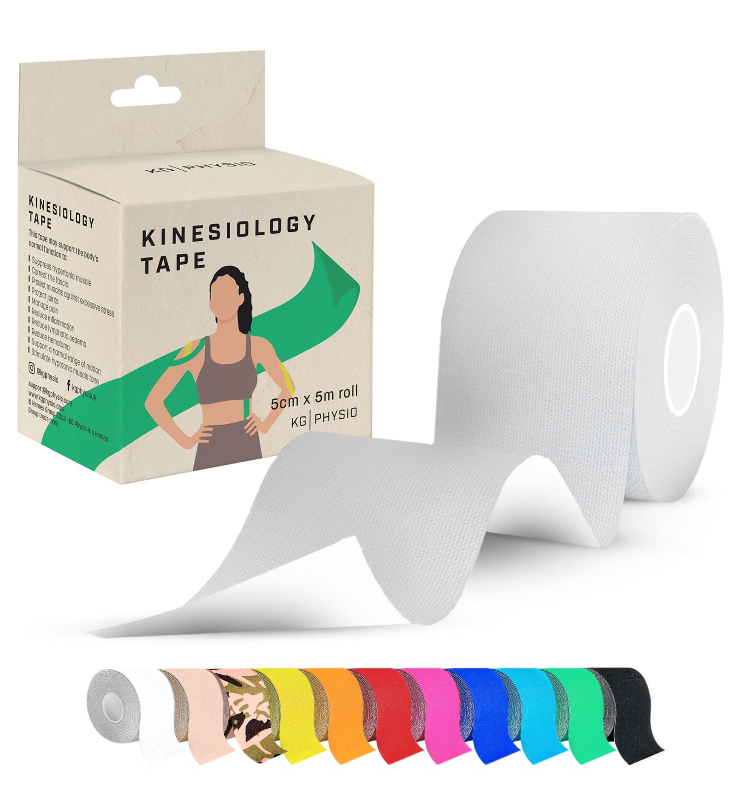 Kinesiology Tape 5m Roll - Sports K Tape for Knee/Muscle Support - White - Buy Online on GoSupps.com