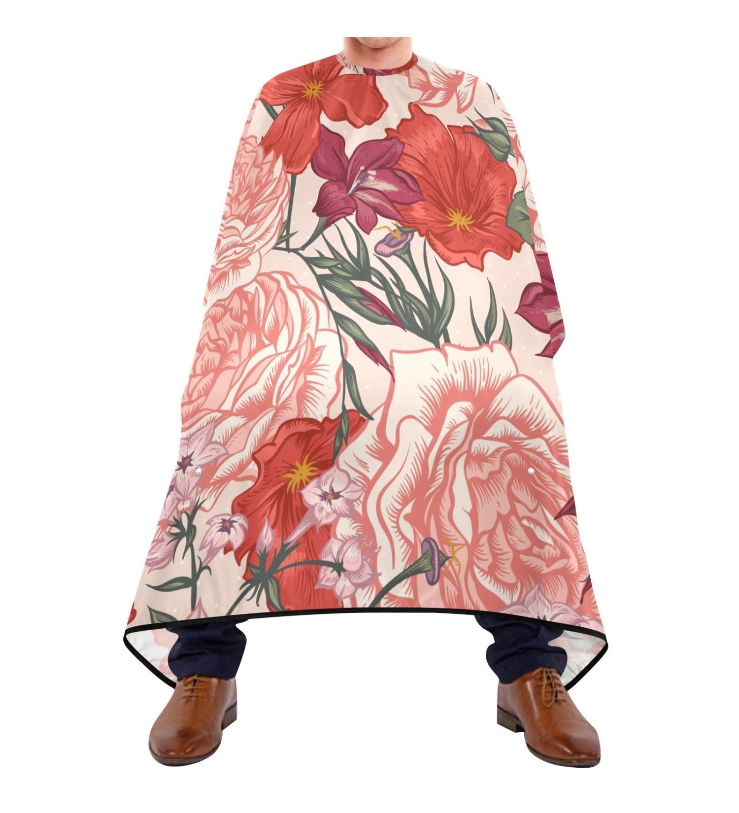 Shop Waterproof Barber Cape - Pink Rose & Peony Cheetah Haircut Bib for Men & Women | Unisex Hair Cutting Cape - Buy Online on GoSupps.com