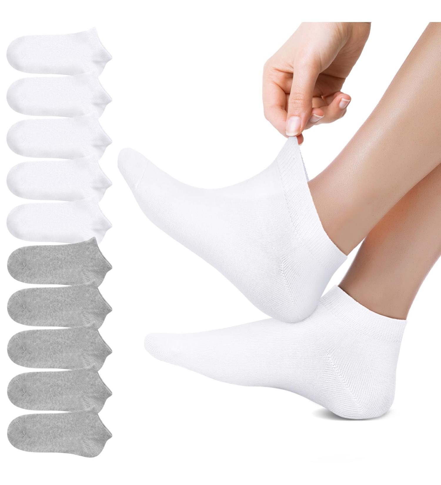 Falechay 10 Pairs Cotton Sneaker Socks - Unisex Sports Socks for Women & Men | Short White & Gray Sizes 35-38 - Buy Online on GoSupps.com