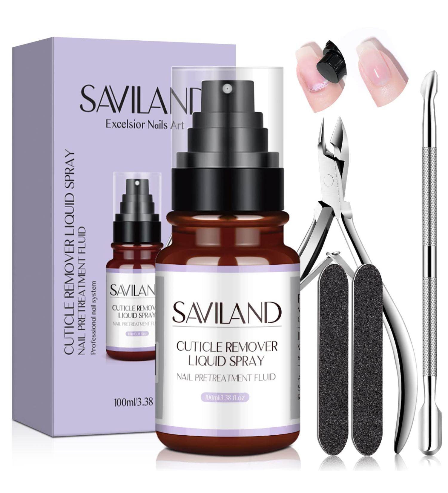 Saviland 100ML Cuticle Remover Liquid with Nipper & Pusher - Soften, Moisturize & Salon Quality at Home - Buy Online on GoSupps.com