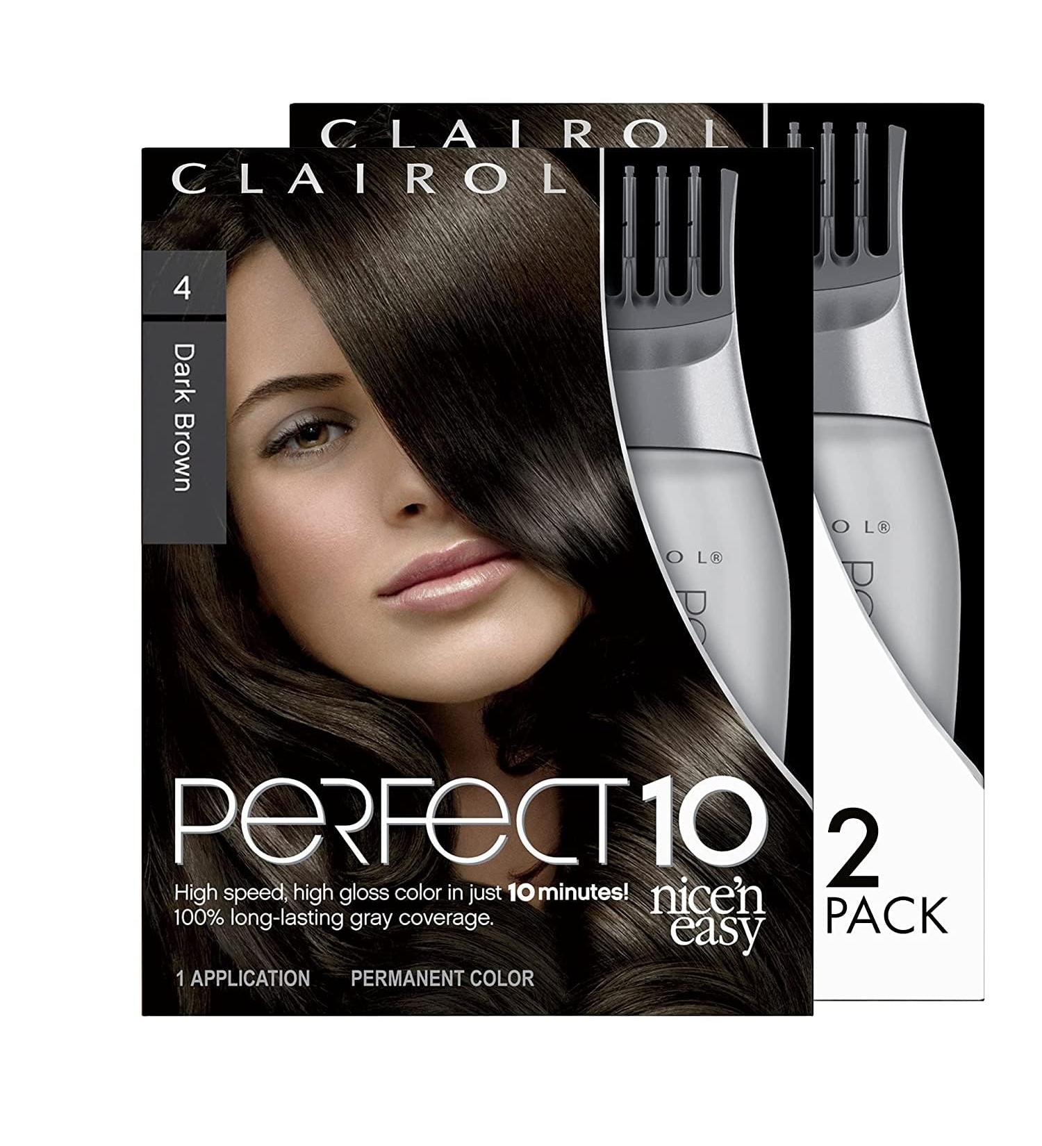 Clairol Nice'n Easy Perfect 10 Dark Brown Permanent Hair Dye - Pack of 2 - Buy Online on GoSupps.com