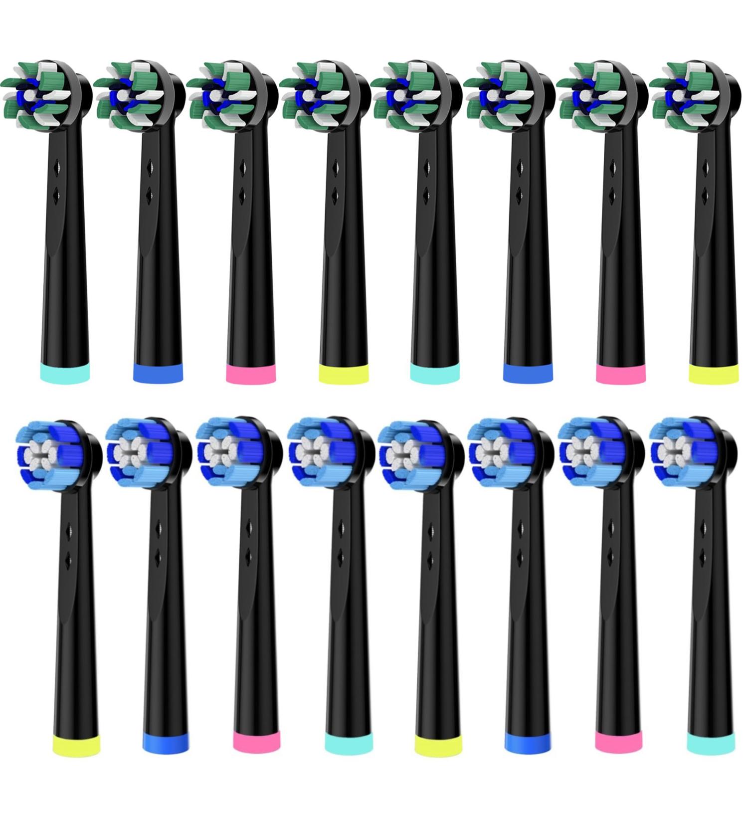 16-Piece Compatible Oral-B Electric Toothbrush Replacement Heads - 8 Precision Clean & 8 Cross Clean - Family Value Pack - Buy Online on GoSupps.com
