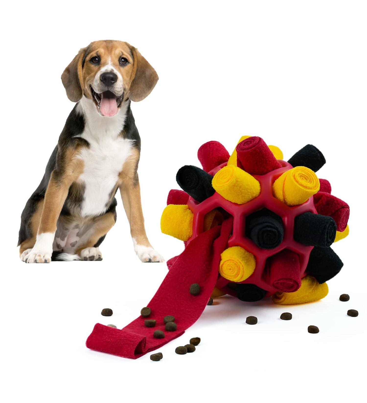 Larimu Sniffing Ball for Dogs - Interactive Snuffle Toy for Small & Medium Pets | Portable Sniffing Car Toys in Black Red & Gold - Buy Online on GoSupps.com