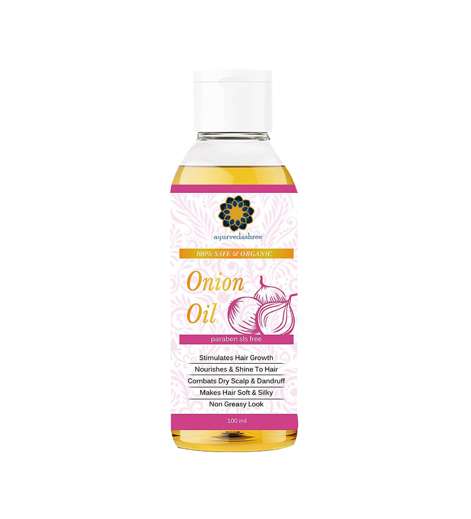 AYURVEDASHREE Red Onion Hair Oil with Black Seed, Coconut, Almond & Sesame Oil - 100ml - Buy Online on GoSupps.com
