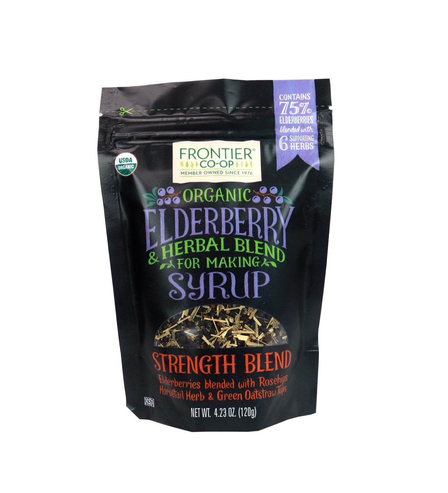 Frontier Co-op Organic Elderberry Syrup Blend - Herbal Mix 4.23 oz | Boost Immunity - Buy Online on GoSupps.com