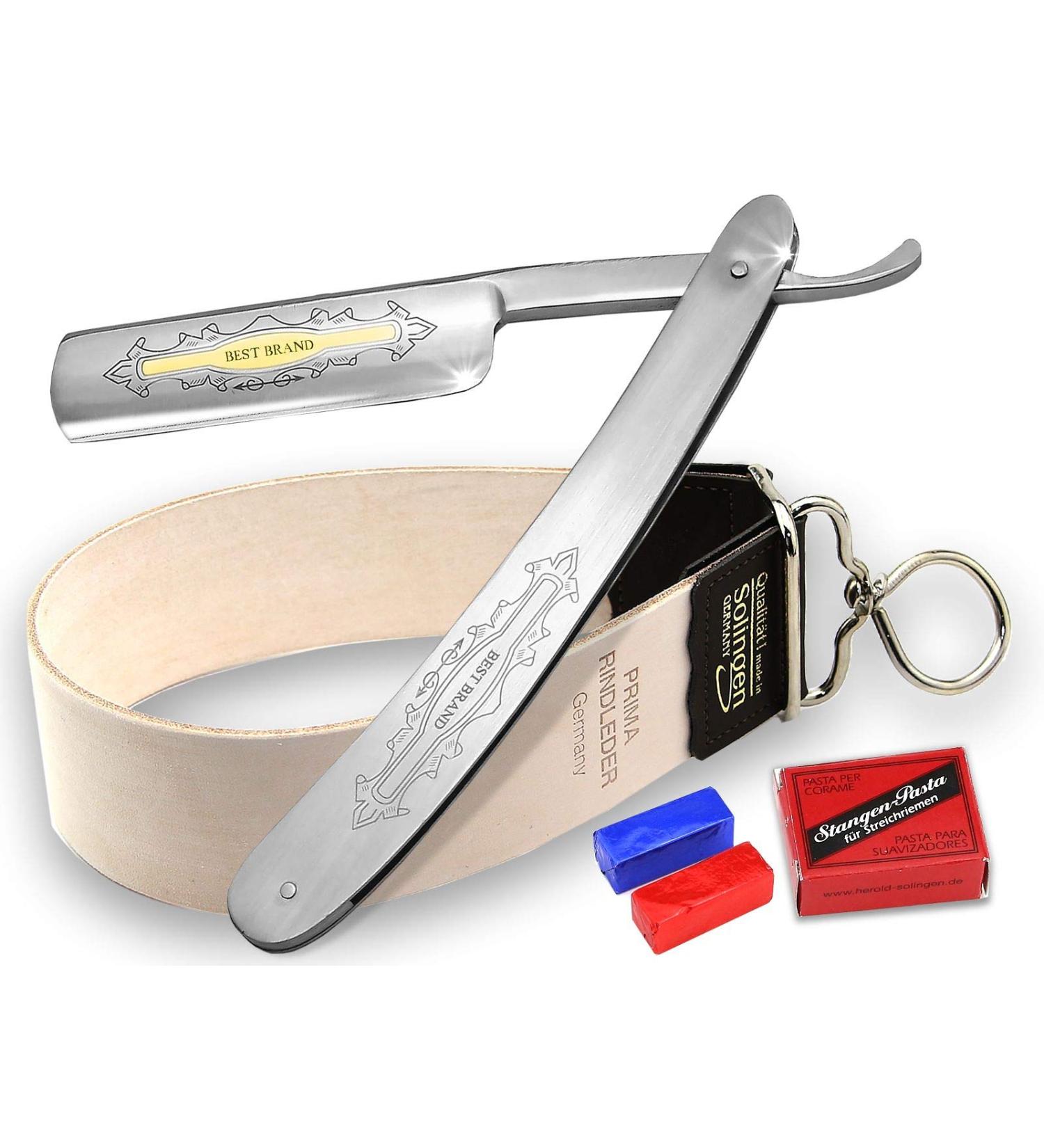 Premium Solingen Gold Etched Razor Set with Grinding Pastes & Strop - International Shipping Available - Buy Online on GoSupps.com