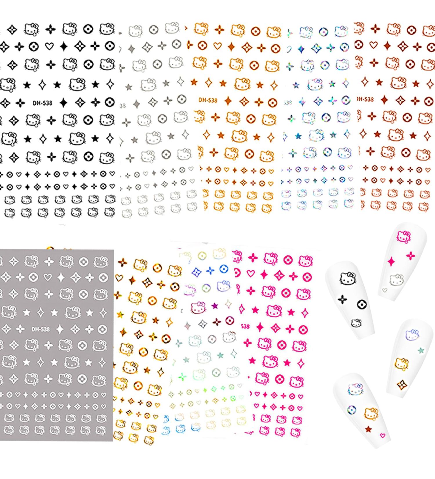 Shop 9 Pics 3D Cute Anime Nail Stickers | Silver Kitty & Kawaii Cat Nail Art for Women | Perfect Nail Salon Decor - Buy Online on GoSupps.com