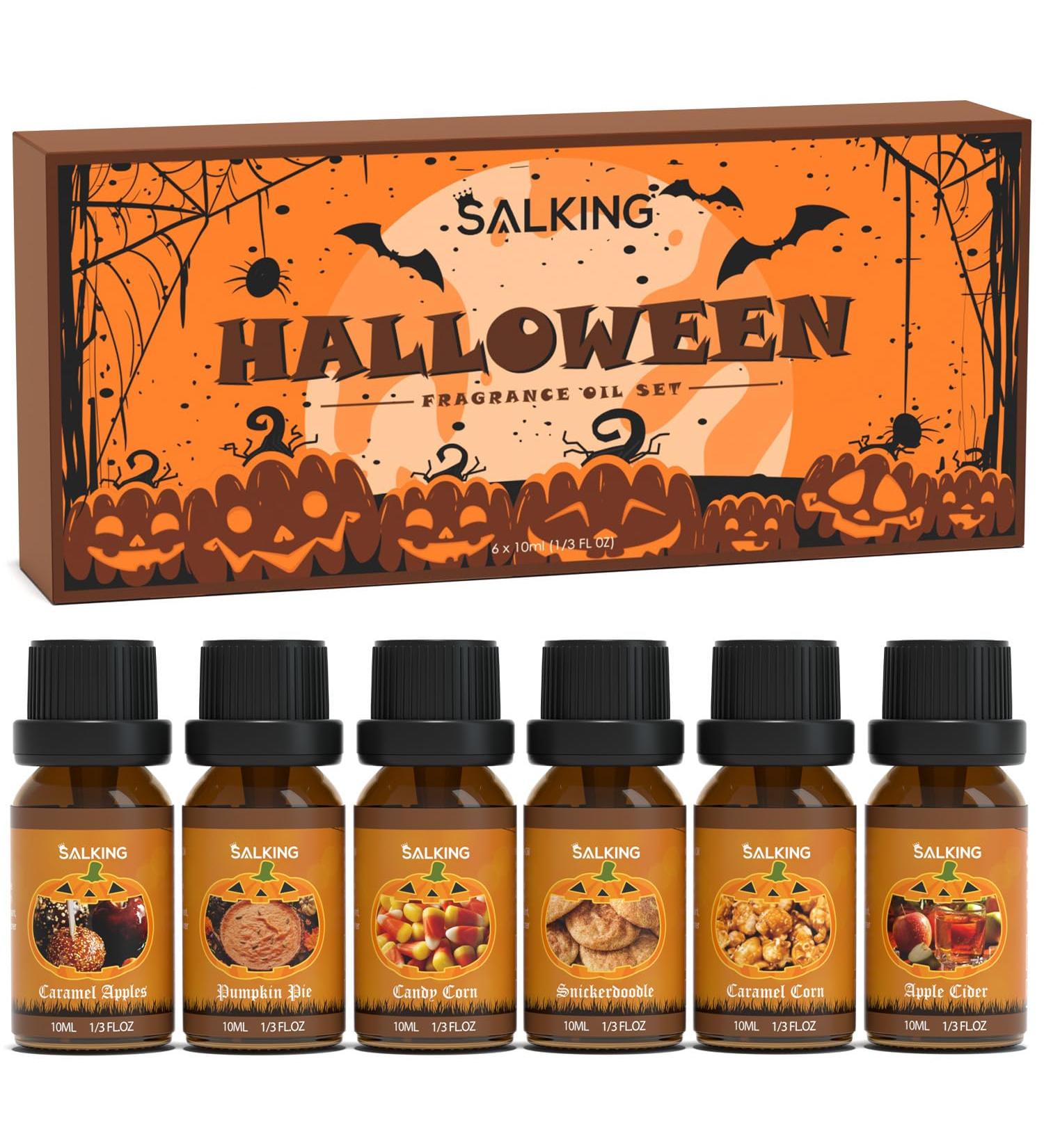 Buy SALKING Halloween Fragrance Oils - Premium Essential Oils for Diffuser & Candle Making | Pumpkin Caramel Apple Cider Scents Gift Set - Buy Online on GoSupps.com