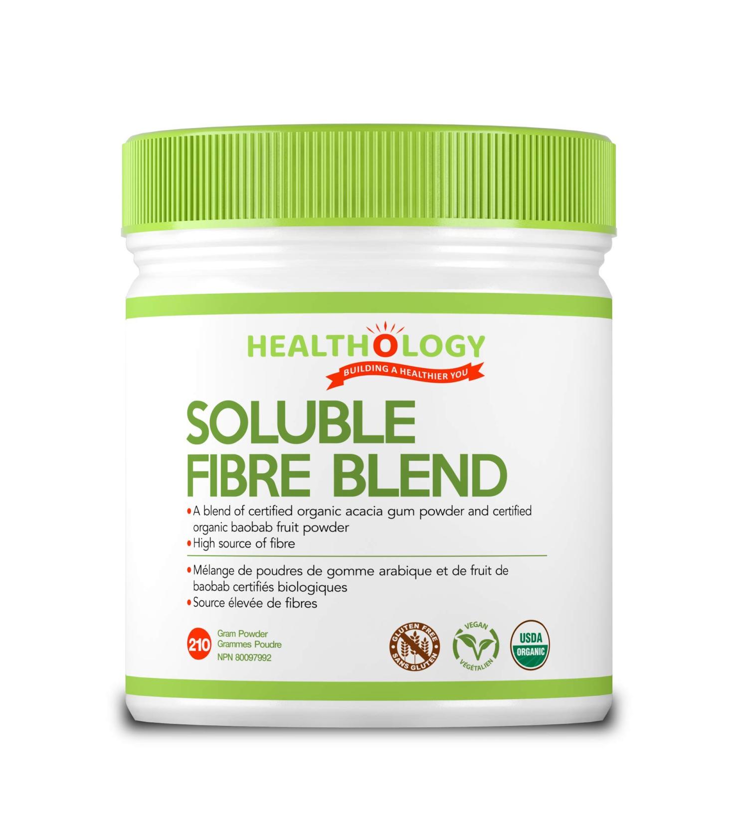 Healthology SOLUBLE FIBRE BLEND | Fibre Powder Supplement | Organic Fiber Supplement | Digestive Health Lower Cholesterol Blood Sugar Support Appetite Control Natural Weight Loss - Buy Online on GoSupps.com