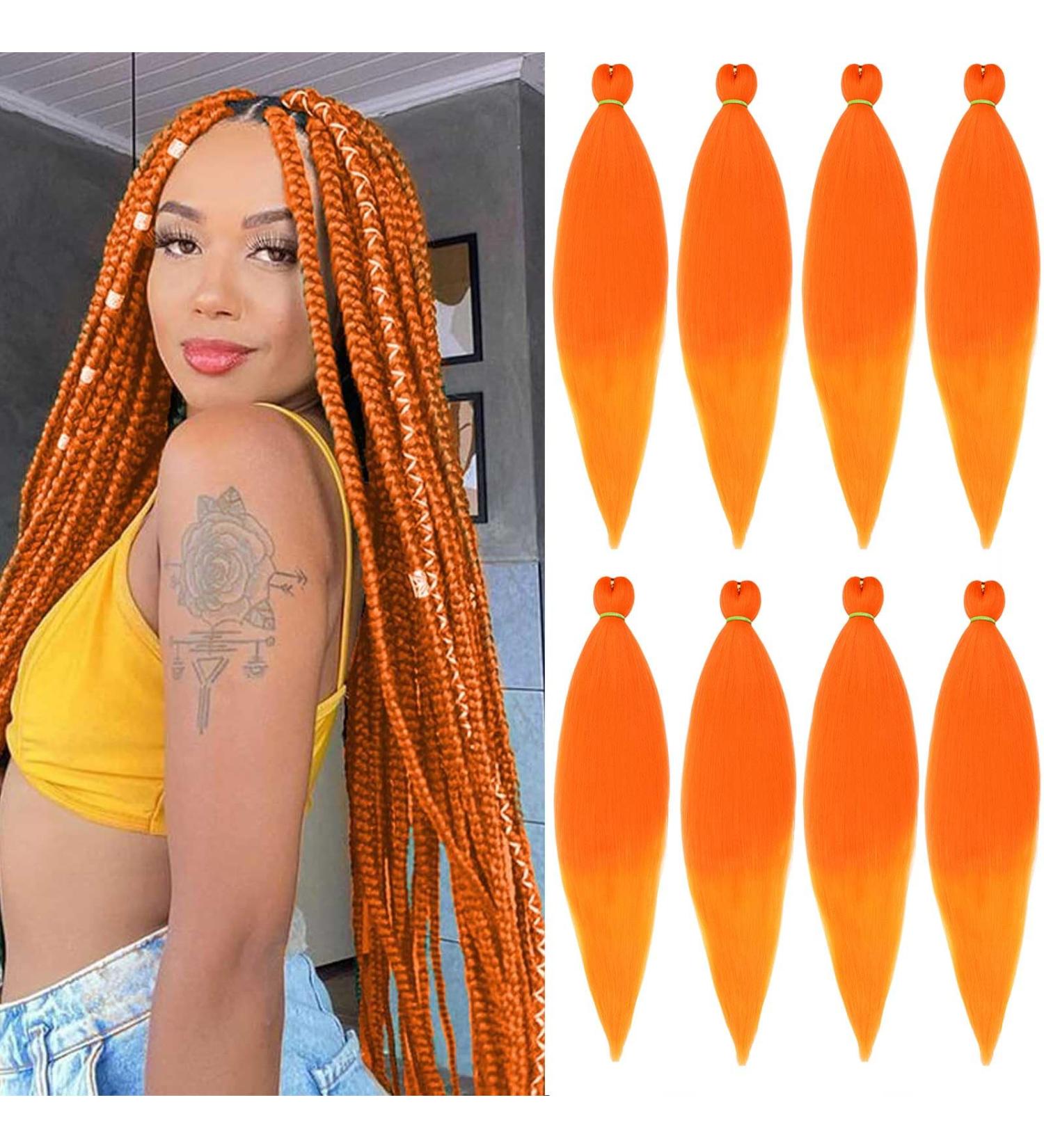 Xtrend 26 Inch Braiding Hair Orange Pre Stretched 8 Packs Kanekalon Jumbo Braiding Hair Extensions High Temperature Synthetic Fiber Hair Extension for Box Braids Crochet Braids Braiding Hair (Orange#) 26 Inch (Pack of 8) Orange - Buy Online on GoSupps.com