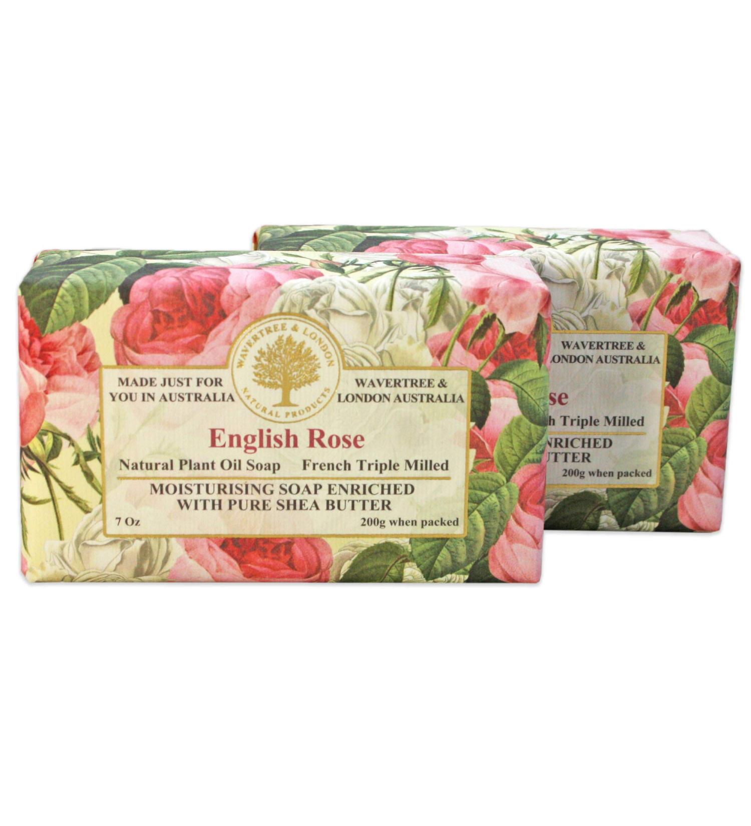 Wavertree & London English Rose 7oz Moisturizing Natural Soap Bar with Shea Butter - Set of 2 | French-Milled - Buy Online on GoSupps.com