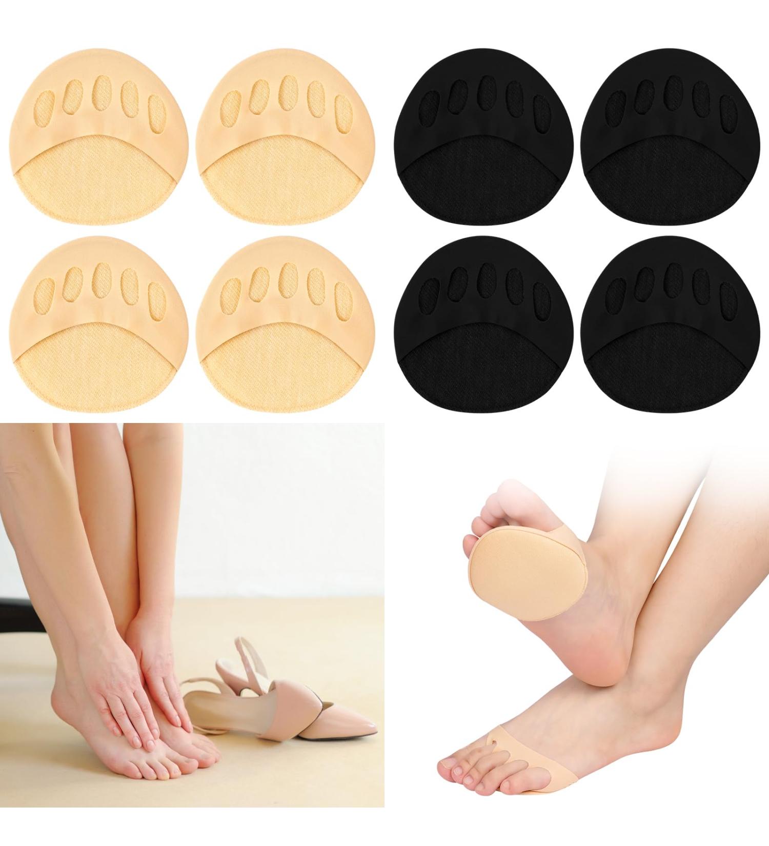 4 Pairs Lophe Bale Cushion Forefoot Pads - Reusable Non-Slip Inserts for High Heels | Skin Color & Black | Comfort for Medium Feet - Buy Online on GoSupps.com