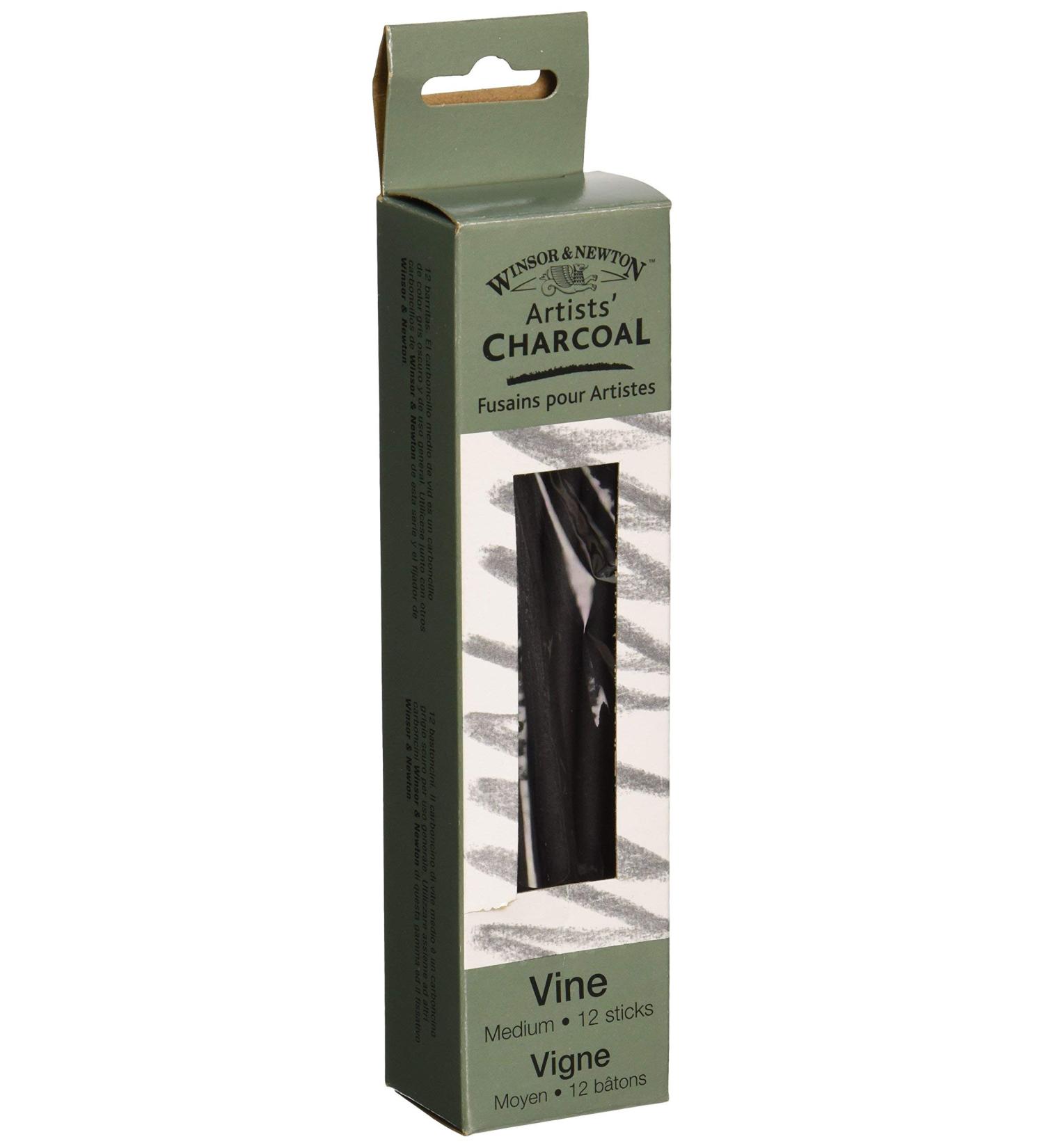 Winsor & Newton Artist Vine Charcoal Sticks Medium - 12 Sticks Box - Buy Online on GoSupps.com