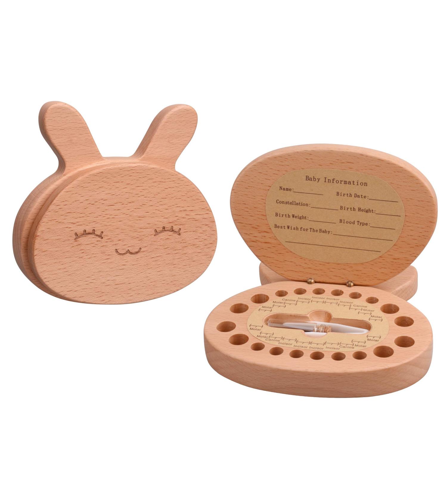 Baby Tooth Keepsake Fairy Box Holder with Lanugo Bottle AhfuLife Wooden Rabbit Shape Keepsake Box for First Lost Teeth Cute Tooth Storage Holder Organizer Baby Shower Gifts for Newborn Boy & Girl - Buy Online on GoSupps.com
