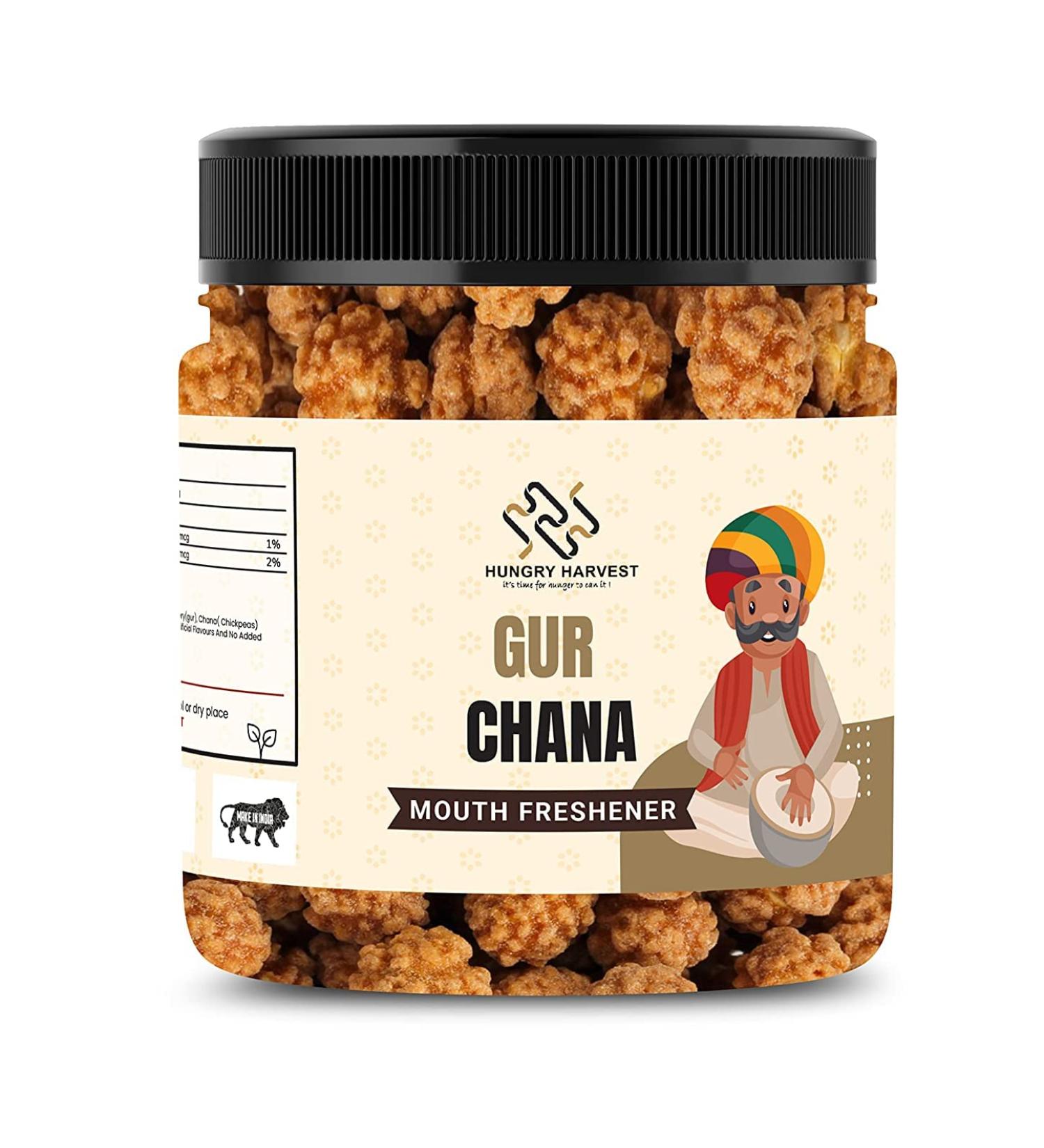 Hungry Harvest Jaggery Chana 300g Gur Chana Deliciously Roasted Chana Coated in Jaggery _Packing May Vary