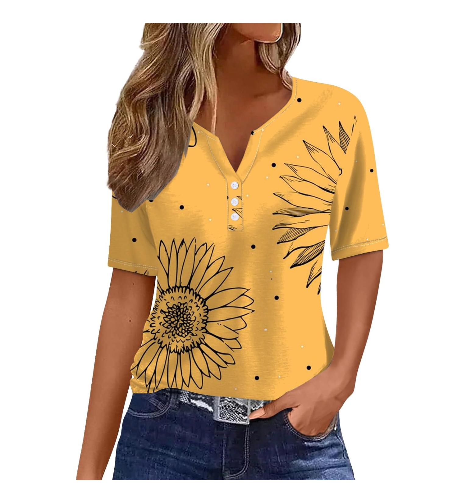 biJerou Women's V-Neck Short Sleeve T-Shirt | Elegant Fashion Casual Top for Ladies - International Shipping Available - Buy Online on GoSupps.com