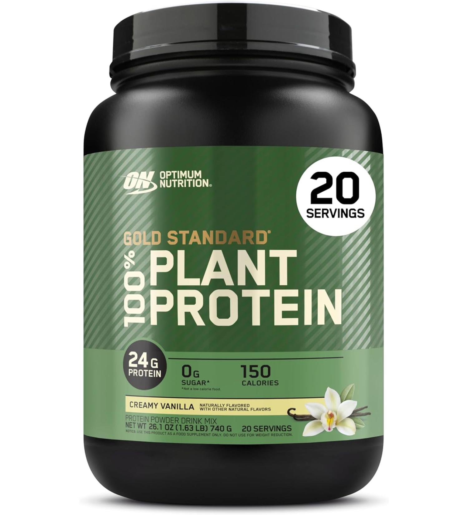 Optimum Nutrition Plant Based Protein Powder - Gluten Free Vegan Formula for Muscle Recovery - Creamy Vanilla Flavor - 20 Servings - Buy Online on GoSupps.com