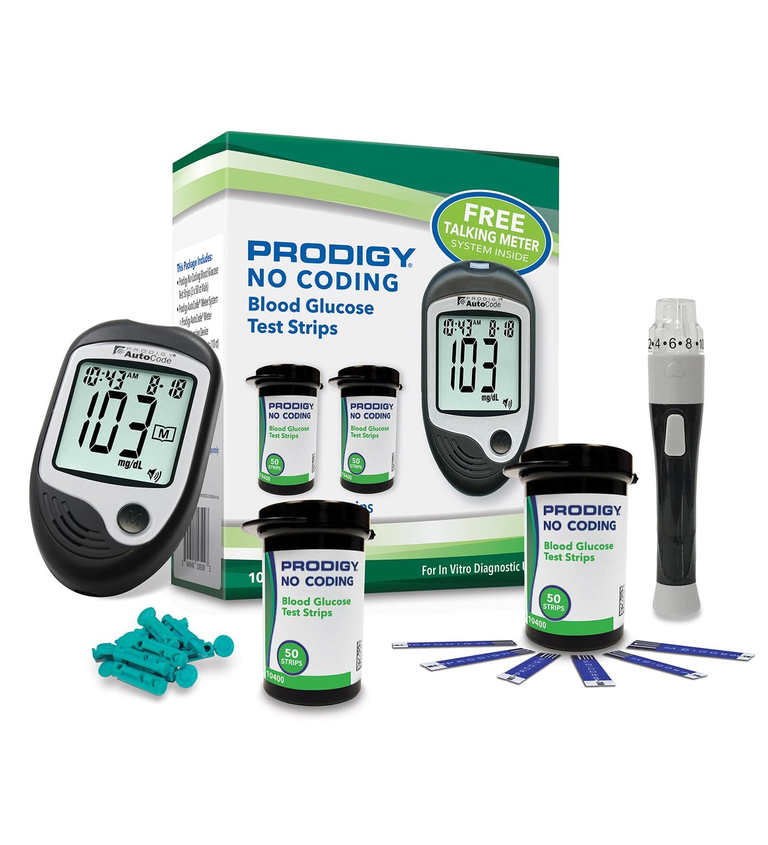PRODIGY 100ct Test Strips with AutoCode Talking Meter Starter Kit - Buy Online on GoSupps.com