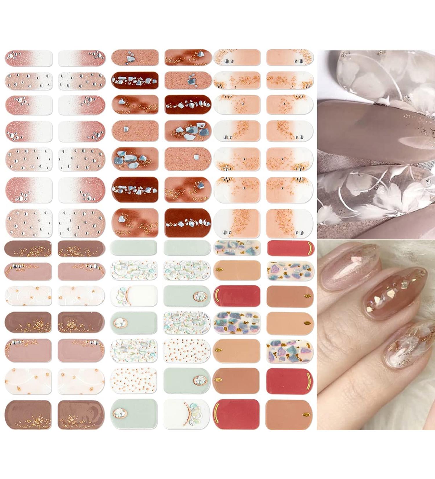 NAILDOKI Nail Stickers - 6 Sheets, 84 Pieces Full Wraps Self-Adhesive Gel Nail Art Decals for Women & Girls - Buy Online on GoSupps.com