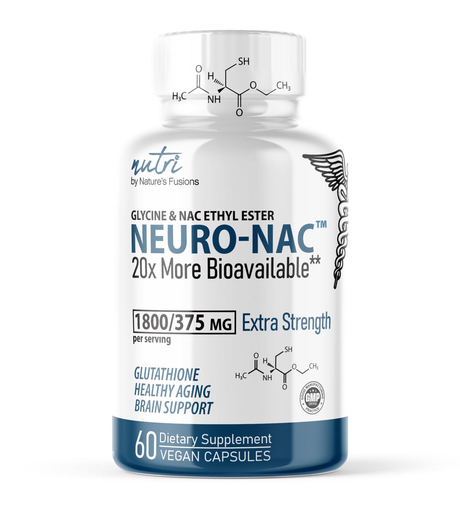 Neuro NAC Supplement 375mg Extra Strength - Enhanced Glycine & Bioavailability | Boost Glutathione 10x | N-Acetyl Cysteine Ethyl Ester - Buy Online on GoSupps.com