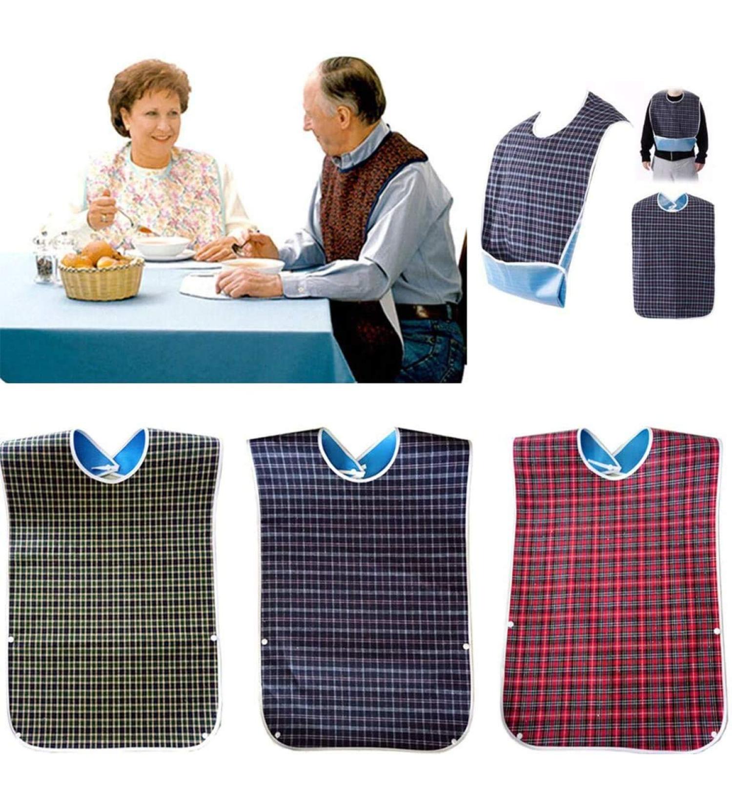 3 Pack Adult Bibs with Crumb Catcher - Washable Large Dining Bibs for Adults - Clothing Protector for Feeding - 31 L x 17 W - Buy Online on GoSupps.com