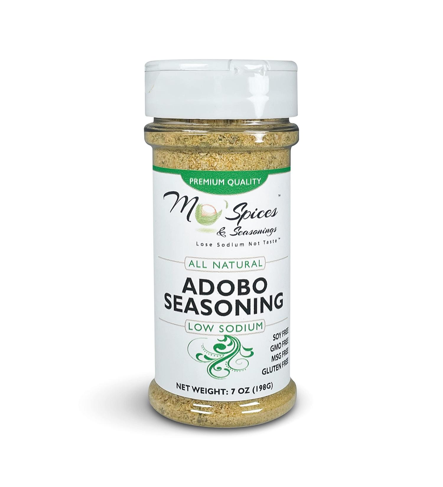 Mo' Spices Adobo Seasoning: Low Sodium, Gluten-Free, Non-GMO, Soy & MSG Free, Vegan, Paleo, Keto Friendly - Health Conscious Sea Salt Spice for Foodies & Picky Eaters - Buy Online on GoSupps.com