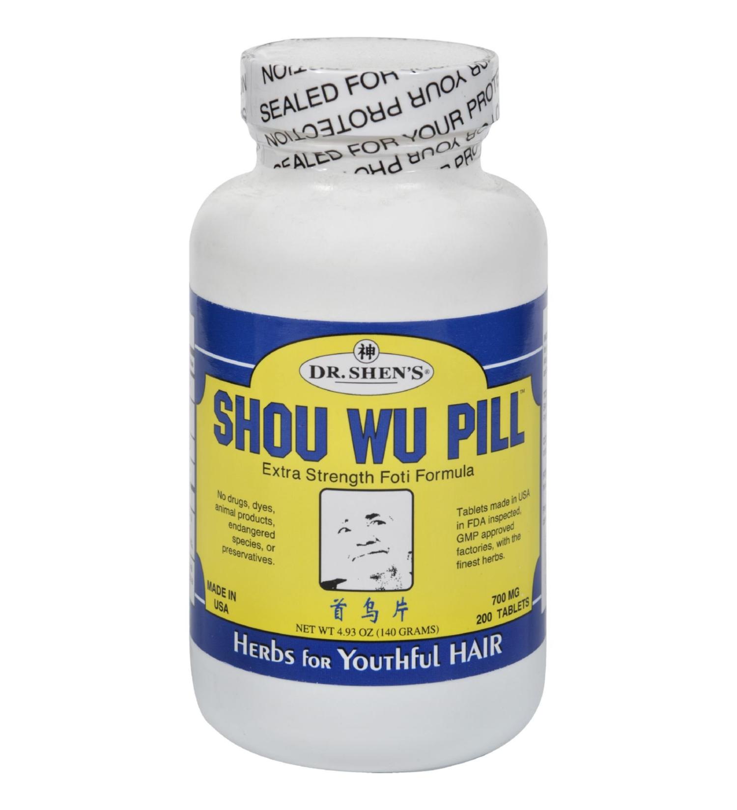 Dr. Shens Shou Wu Pill Youthful Hair 700 Mg Tablets - 200 Ea (Pack of 4)