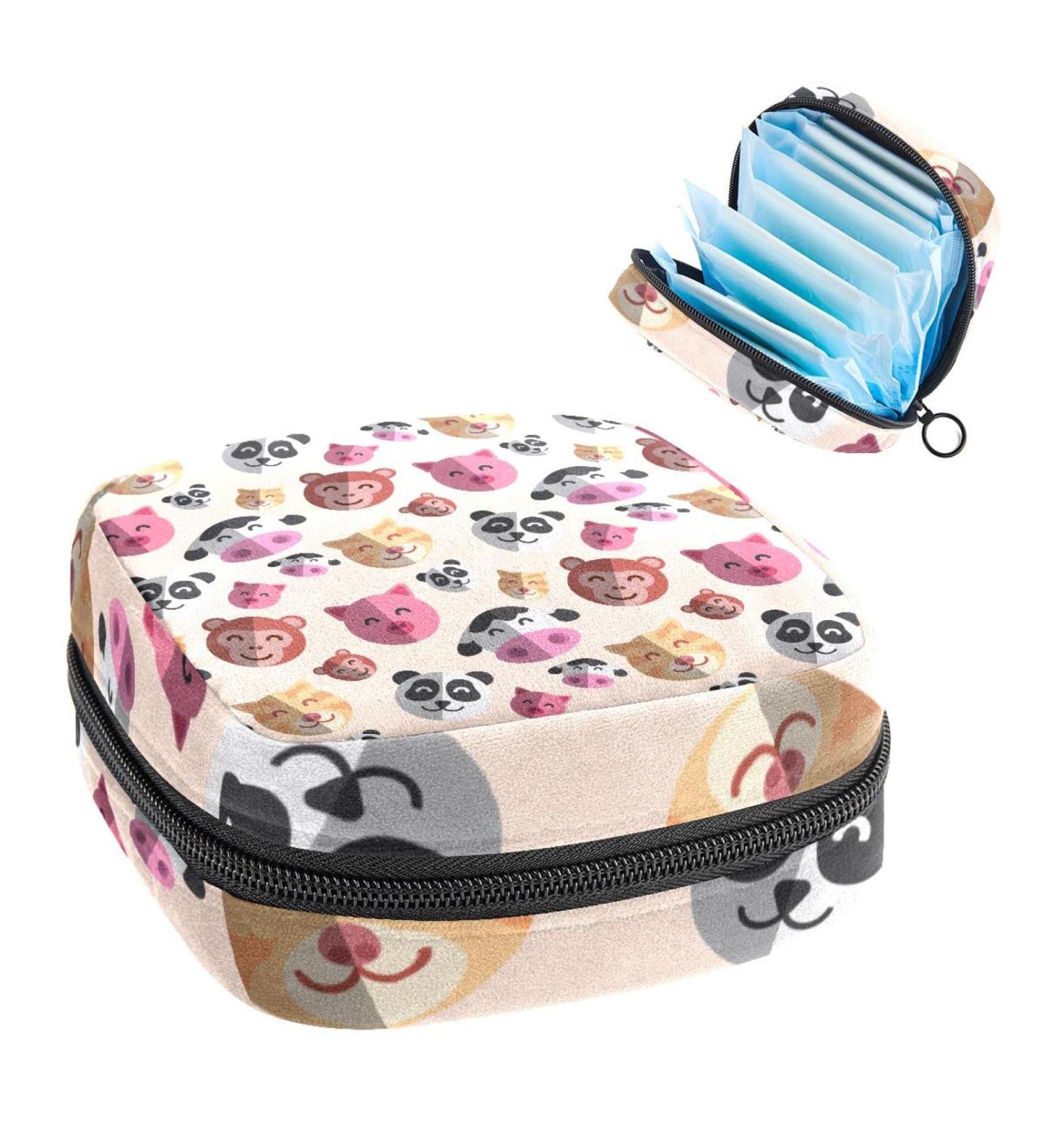 Beautiful Multicolored Animal Print Women's Menstrual Cup & Tampon Storage Bag - Portable Period Organizer for Teen Girls - Buy Online on GoSupps.com