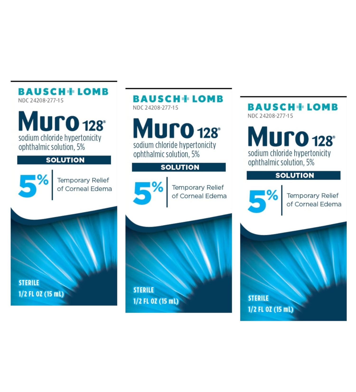 Muro 128 5% Sodium Chloride Hypertonicity Ophthalmic Solution from Bausch + Lomb 0.5 Fl Oz (15 mL) - 3 Pack - Buy Online on GoSupps.com