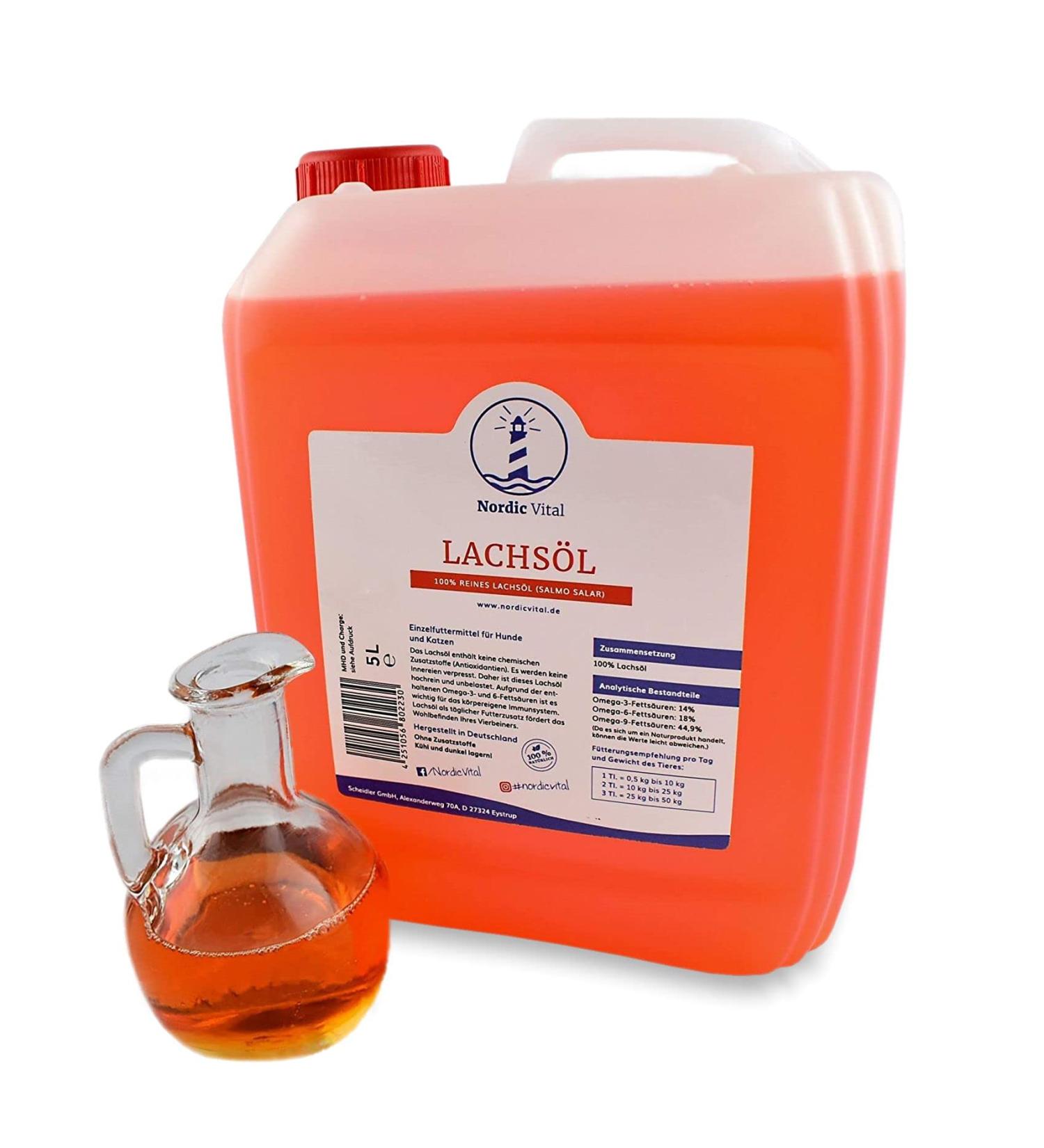 Buy Nordicvital Salmon Oil 5L Canister for Dogs Cats & Horses | 100% Premium Omega 3 6 & 9 Natural BARF Oil - Buy Online on GoSupps.com