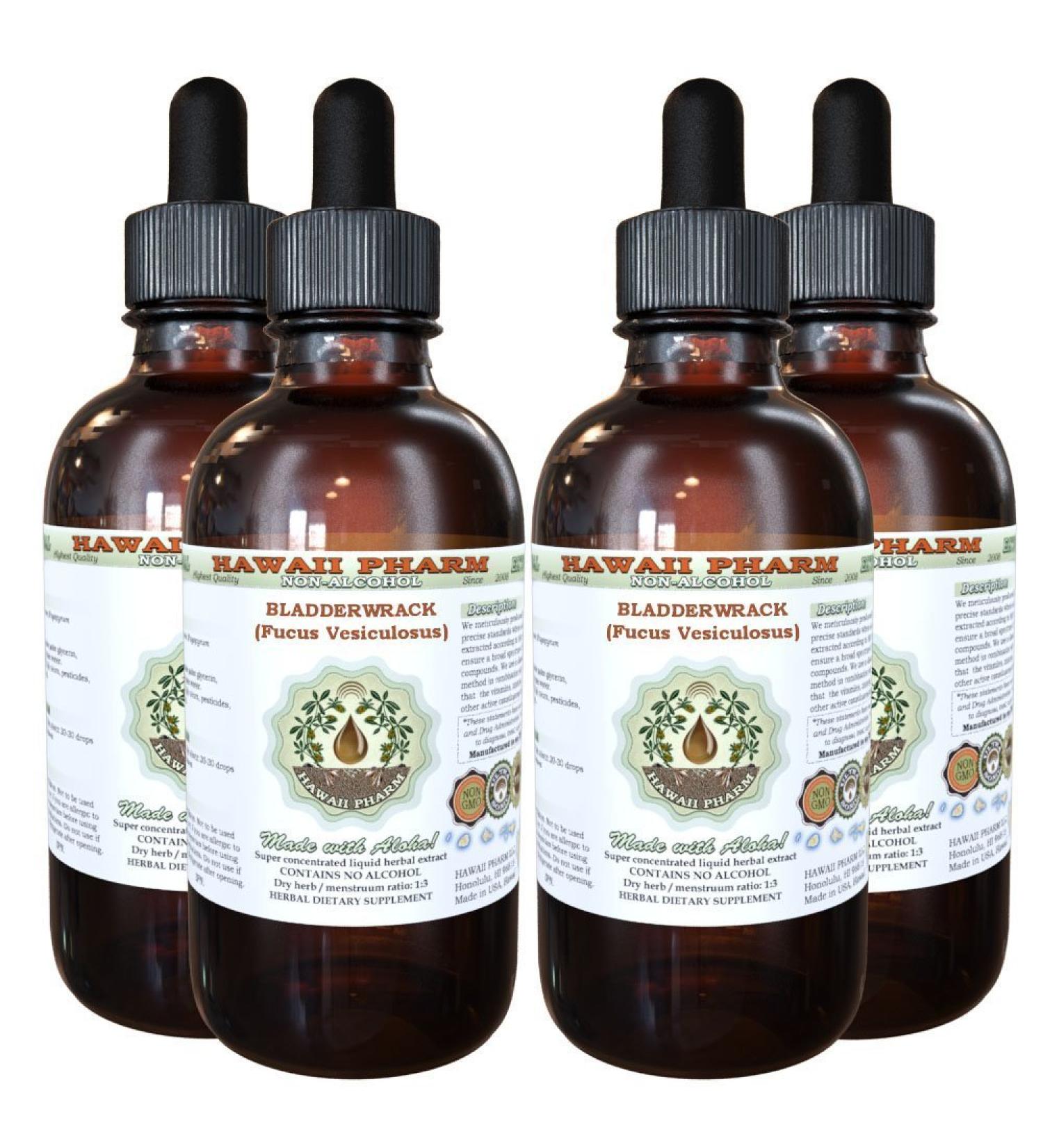 Bladderwrack Alcohol-Free Liquid Extract Bladderwrack (Fucus Vesiculosus) Glycerite Hawaii Pharm Natural Herbal Supplement 4x4 oz 16 Fl Oz (Pack of 1) - Buy Online on GoSupps.com