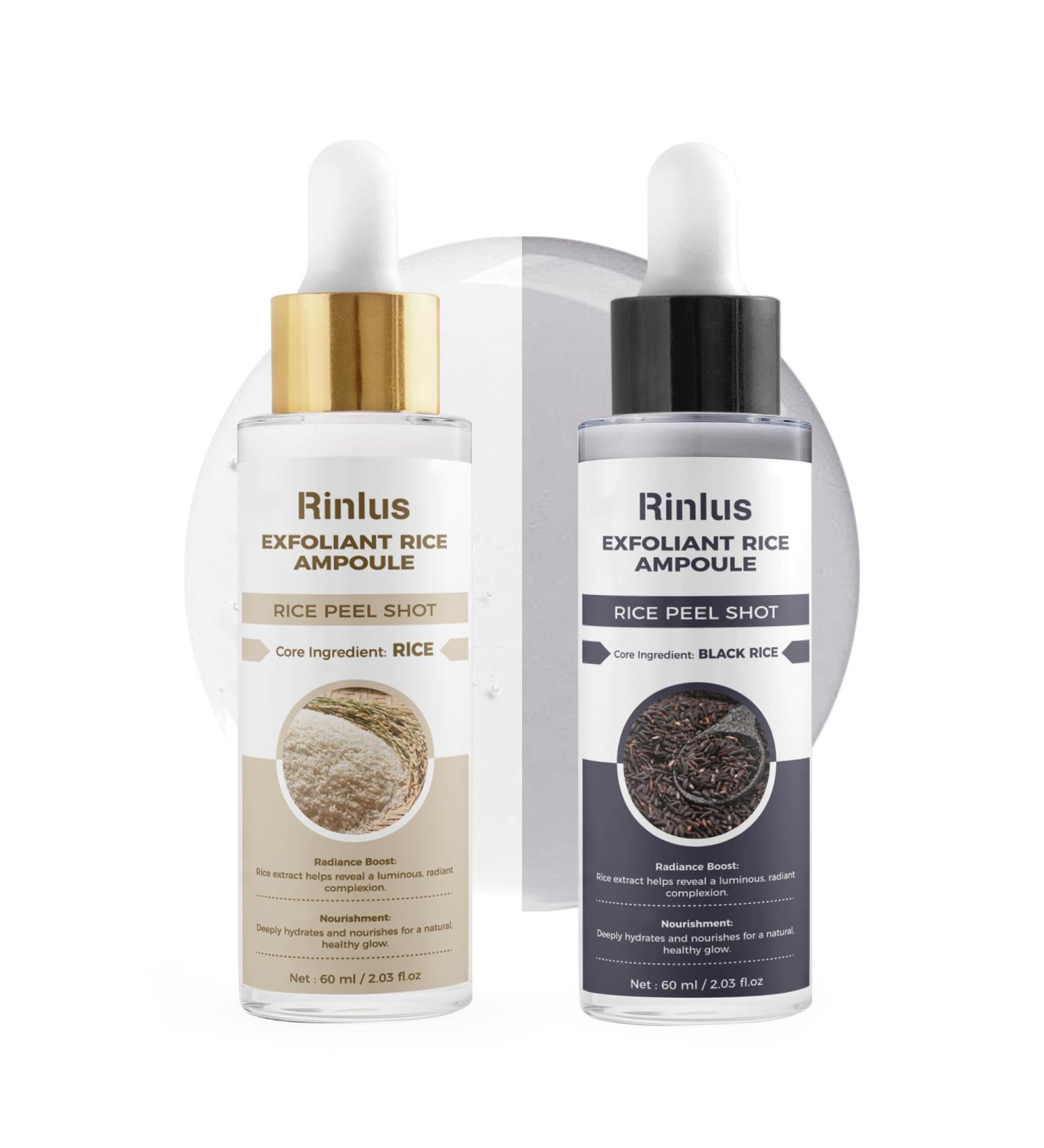 Peel Shot Glow Rice Ampoule Duo Exfoliant Rice Ampoule Upgrade Soft Exfoliating Face and Remover Body Scrub Dead Skin Exfoliating Serum for All Skin Types (White&Black 120 Ml) White&Black 2.1 Fl Oz (Pack of 1) - Buy Online on GoSupps.com