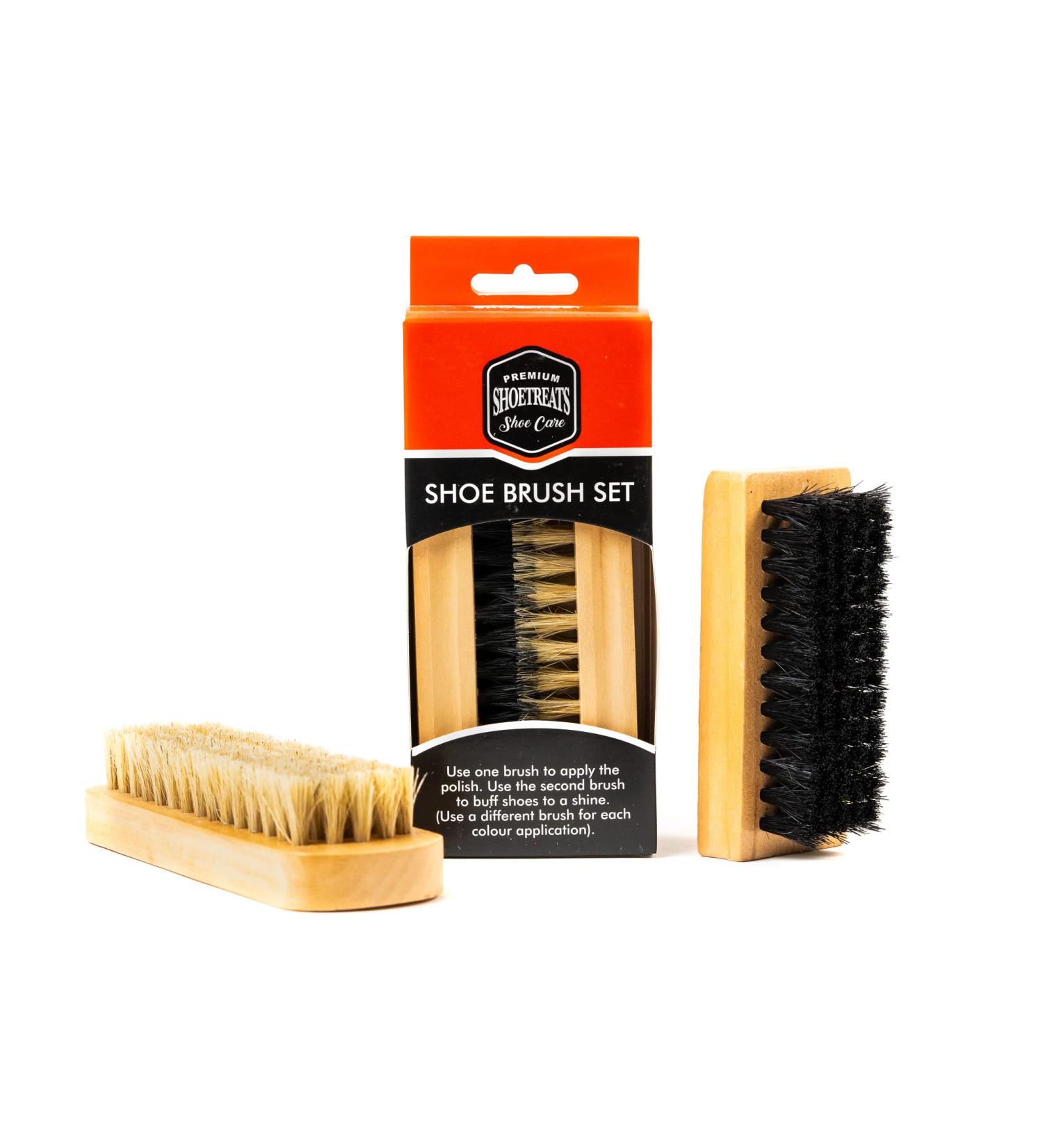 Shoetreats 2 Piece Traditional Wooden Handled Shoe Brush Set - Shoe Boot Cleaning Polish Buffing - Buy Online on GoSupps.com