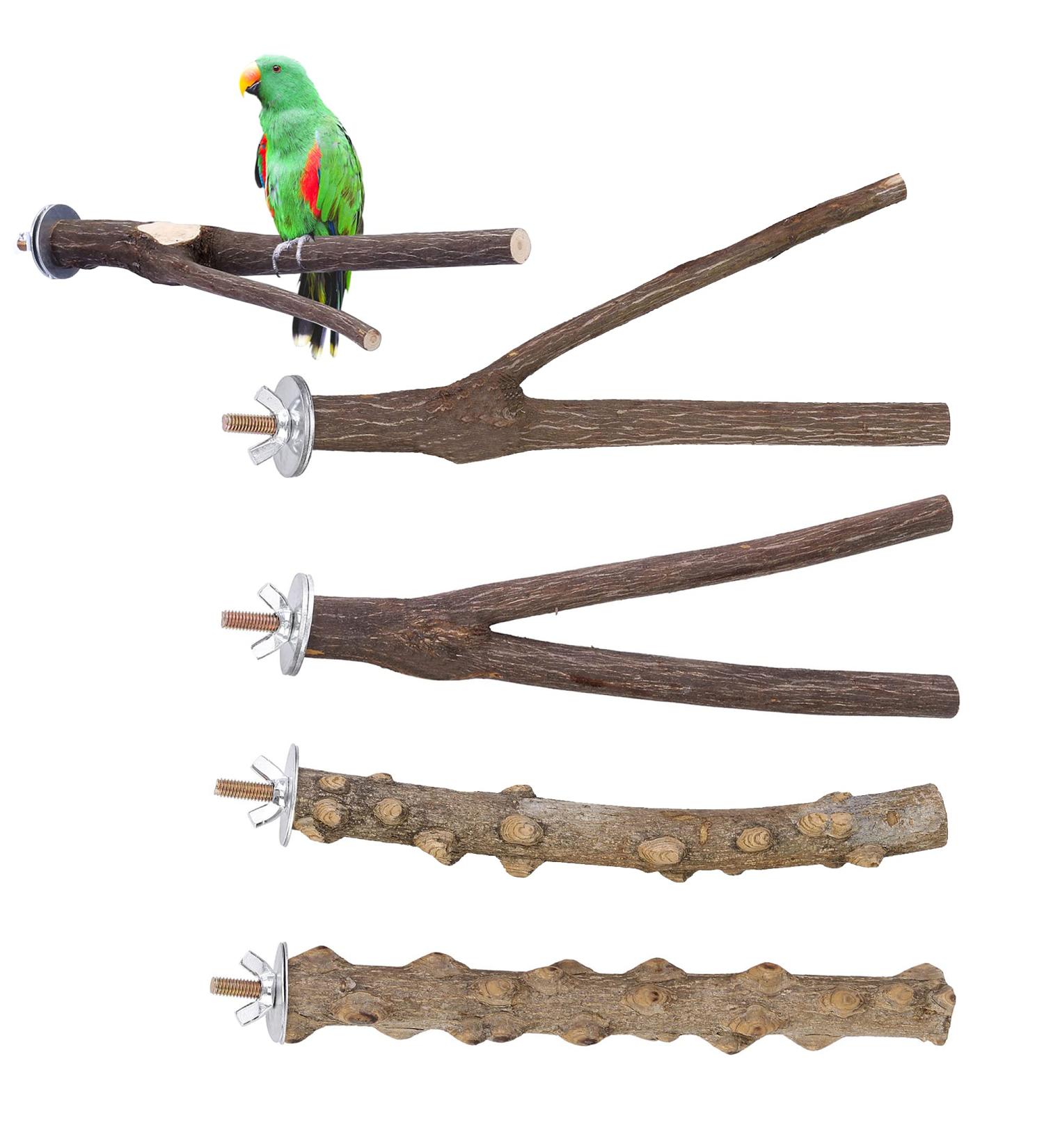 Filhome Bird Perch Stand Toy 20CM - Natural Wood Parrot Cage Branch Accessories for Parakeets, Cockatiels, Conures, Macaws, Finches, Love Birds - YYII - Buy Online on GoSupps.com
