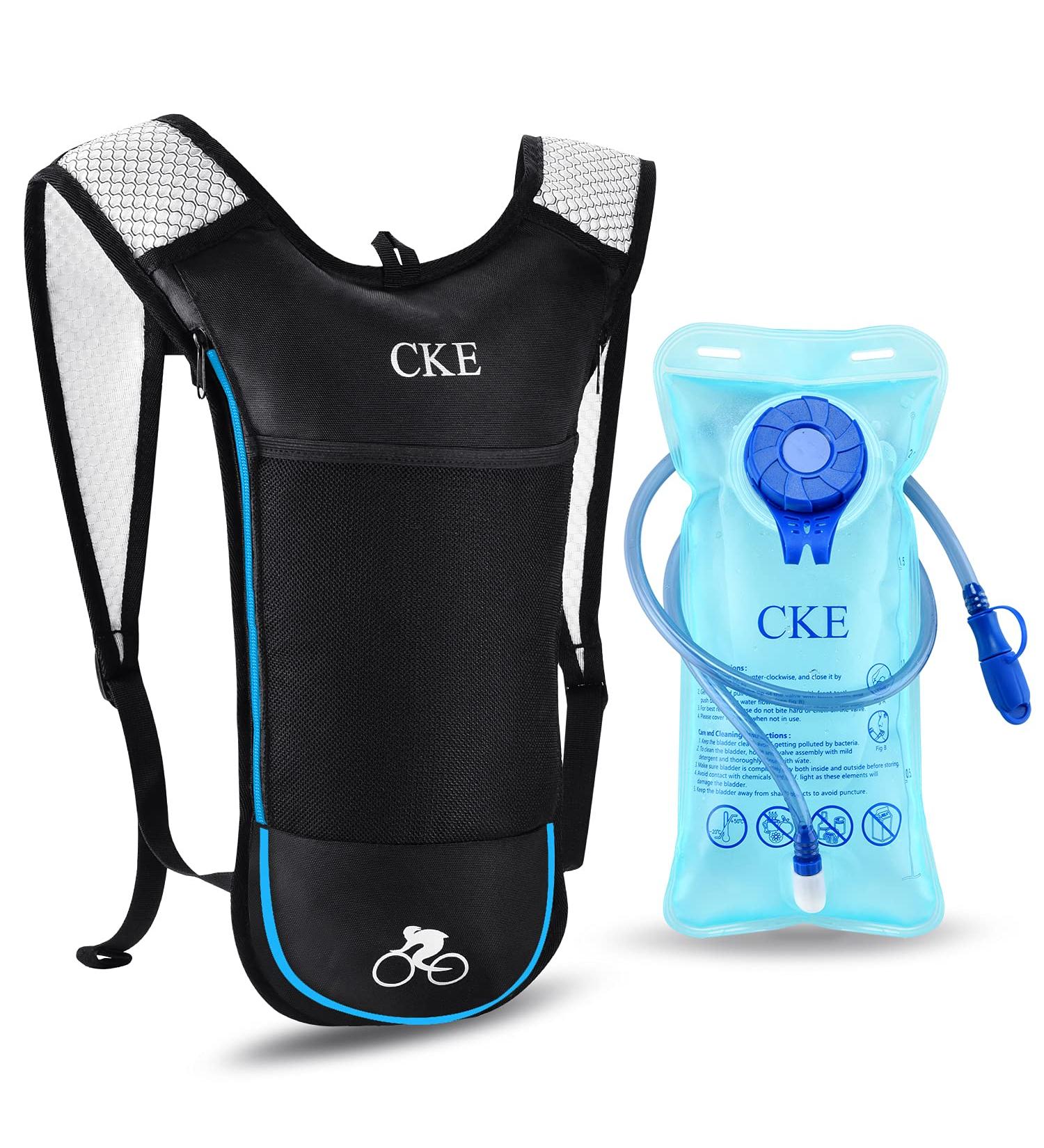 CKE Hydration Backpack with 2L Hydration Bladder | Water Backpack for Hiking, Running, Cycling | Blue-Black - Buy Online on GoSupps.com
