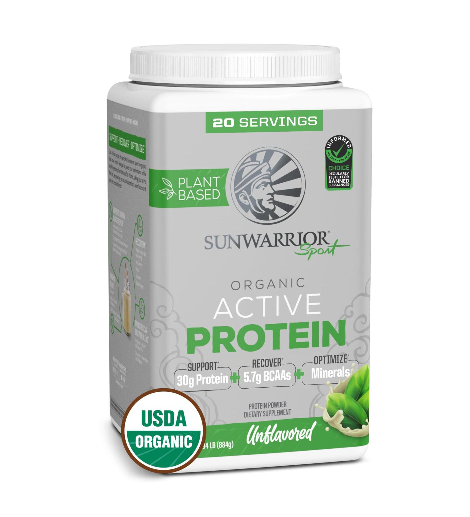 Organic Vegan Protein Powder - 30g Plant-Based Protein Sugar-Free Gluten-Free Non-GMO | Unflavored BCAAs - 20 Servings | Premium Active Sport Formula - Buy Online on GoSupps.com