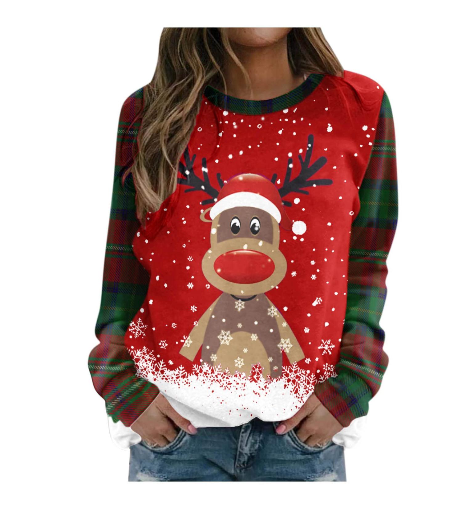 Funny Women s Christmas Sweatshirt - Elegant Oversized Ugly Sweater for Winter - Red XL | Holiday Apparel - Buy Online on GoSupps.com