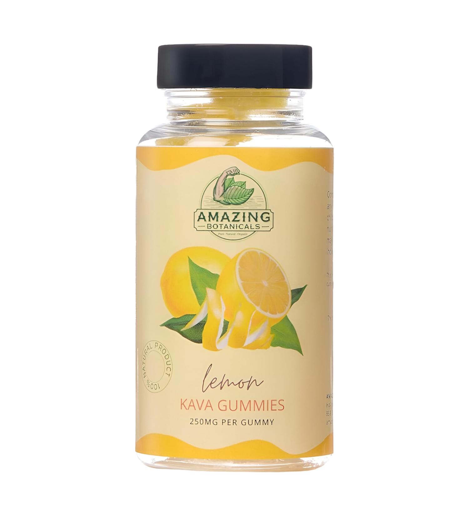 Amazing Botanicals Zesty Lemon Kava Gummies - 250mg per Gummy - Natural Sleep Aid for Relaxation & Restful Nights, Non-GMO, Vegan, Gluten-Free - 30 Gummies - Buy Online on GoSupps.com