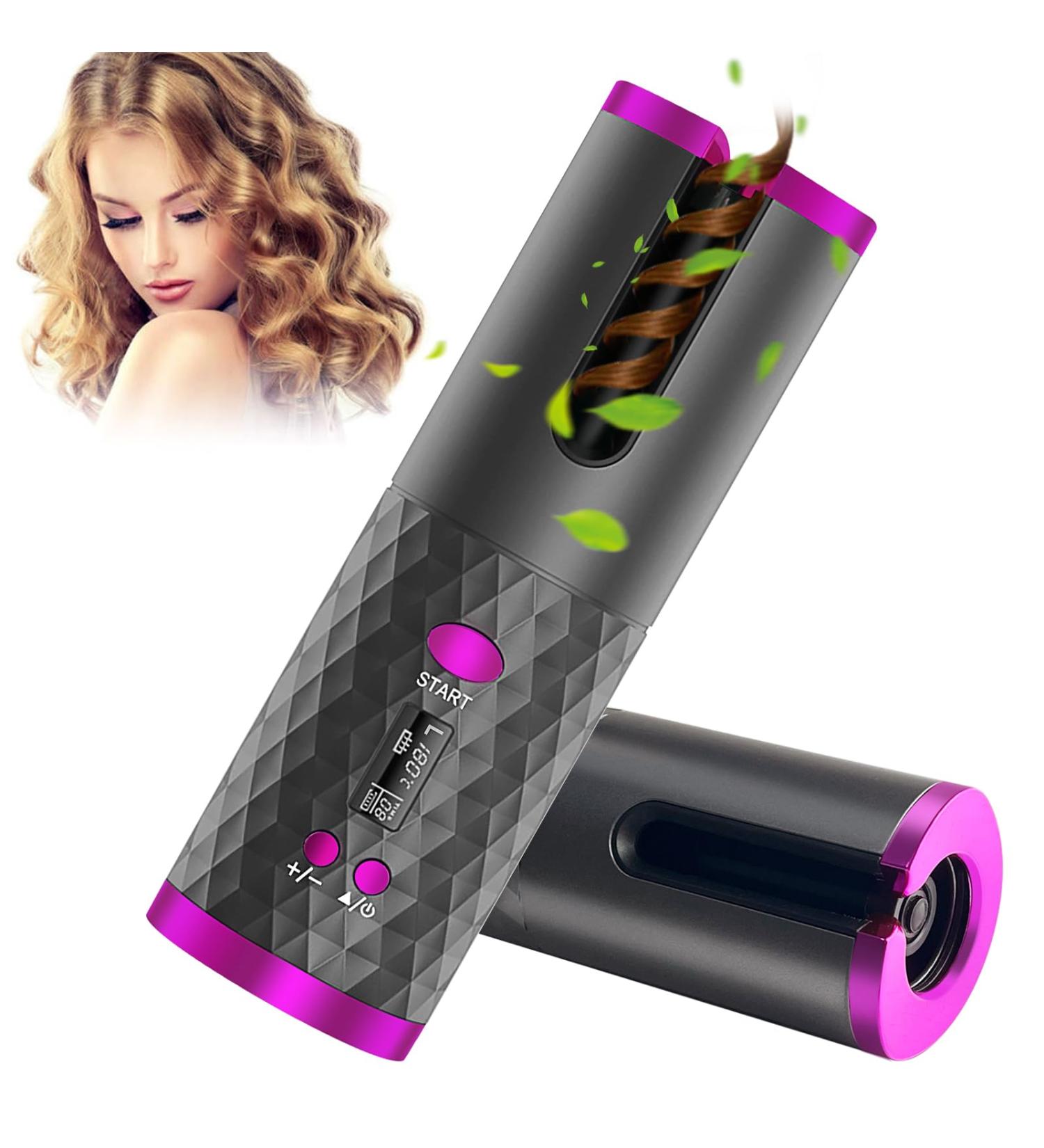 Automatic Cordless Hair Curler | Adjustable Timer & Temperature | Fast Heating Ceramic Curling Iron with LCD Display - Portable & Easy to Use - Buy Online on GoSupps.com