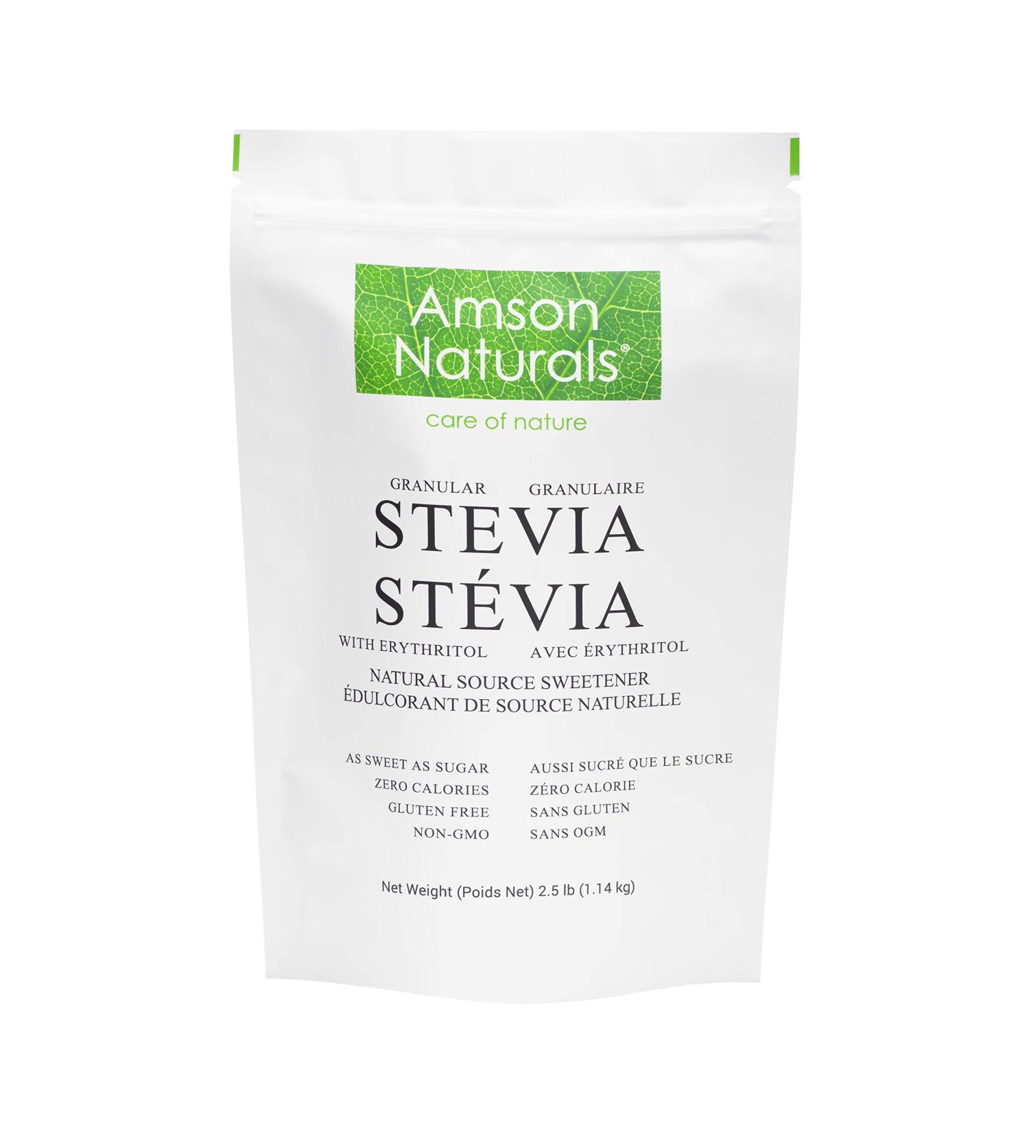 Stevia Sweetener with Erythritol 2.5 lb/40 oz/1.14 Kg (Granular) - 1:1 Sugar Substitute Natural Source No Calorie Sweetener Non-GMO Gluten Free. - Buy Online on GoSupps.com